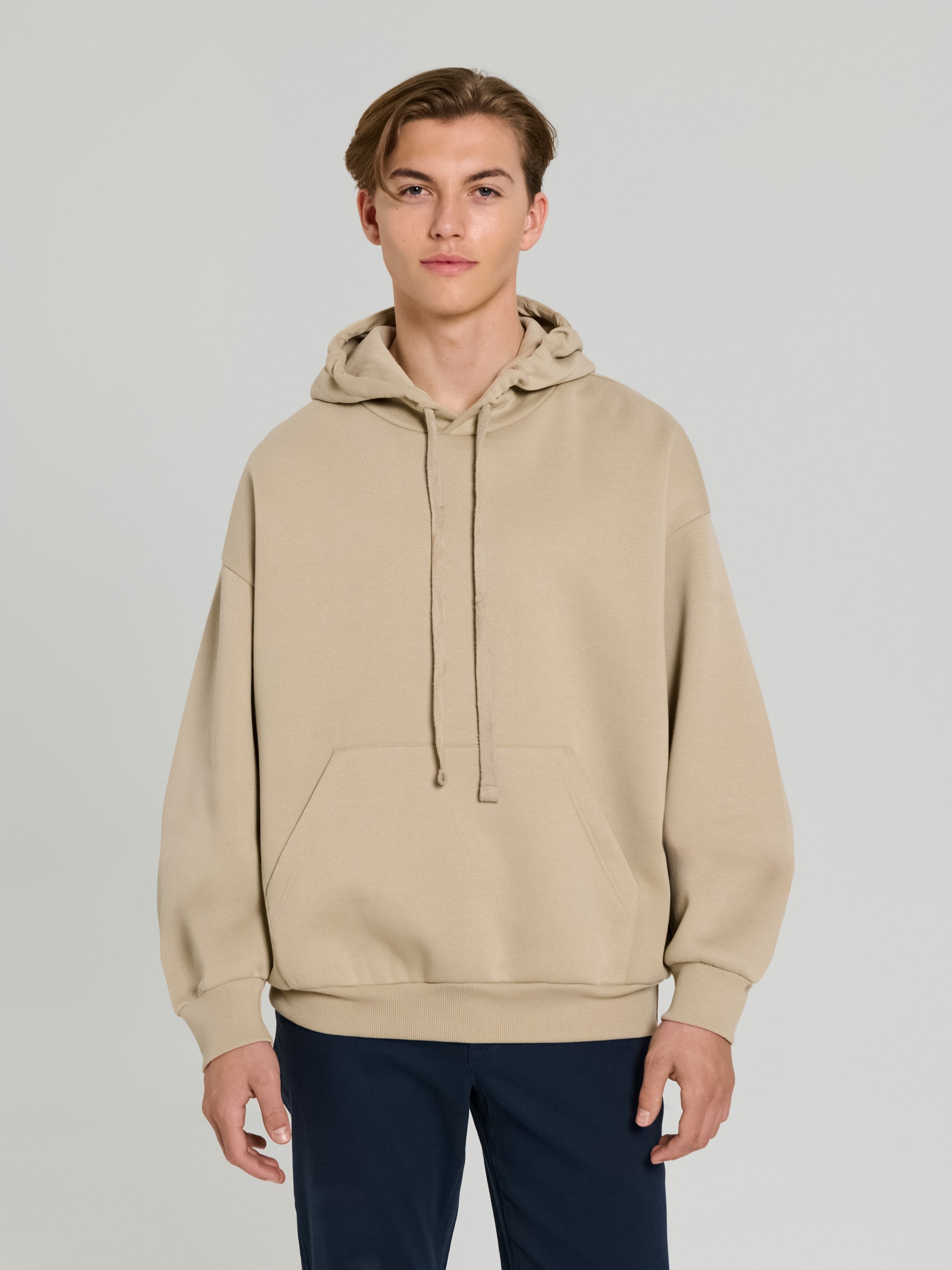Sinsay - Bluza hoodie comfort fit - beżowy
