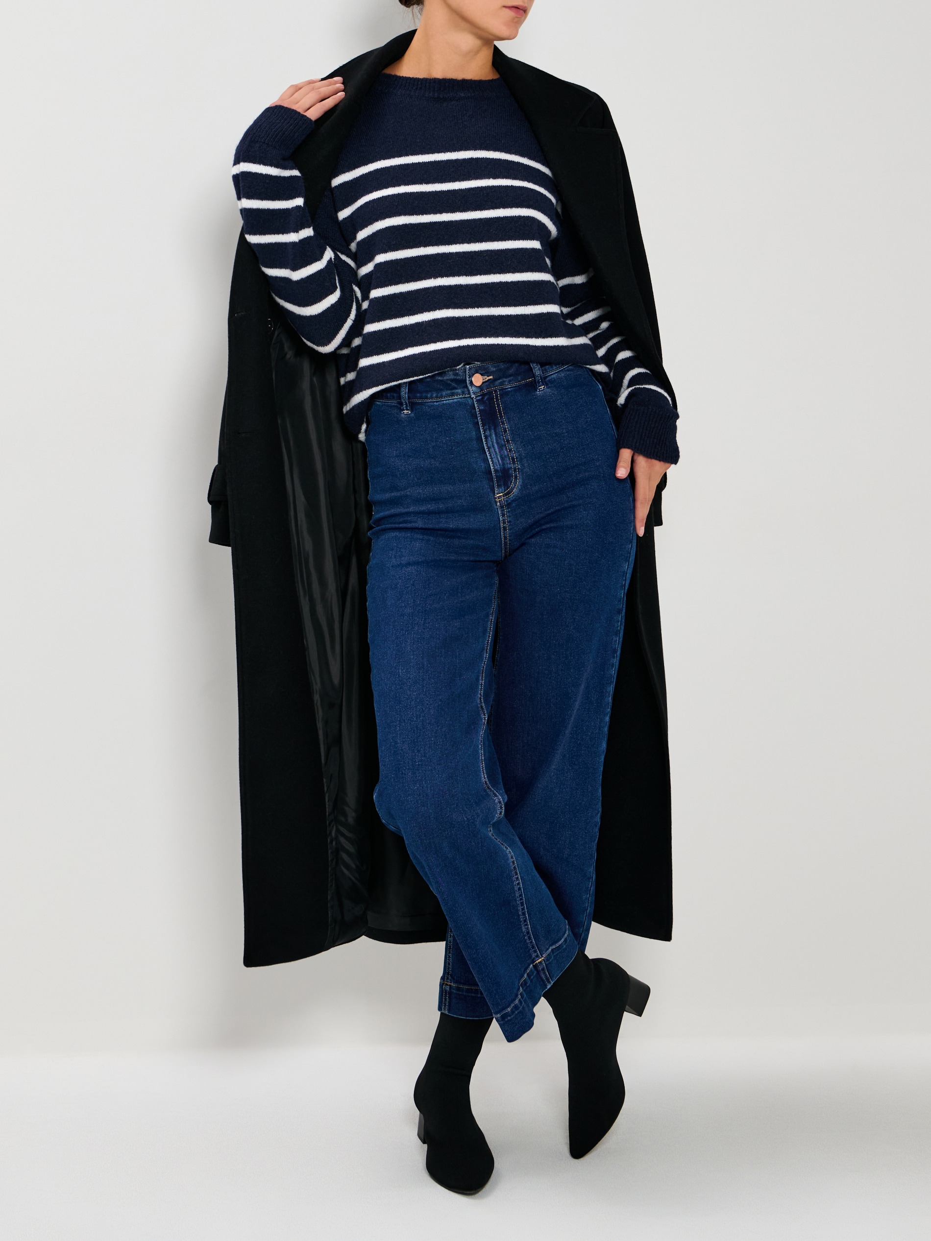 Sinsay - Sweter w paski - granatowy