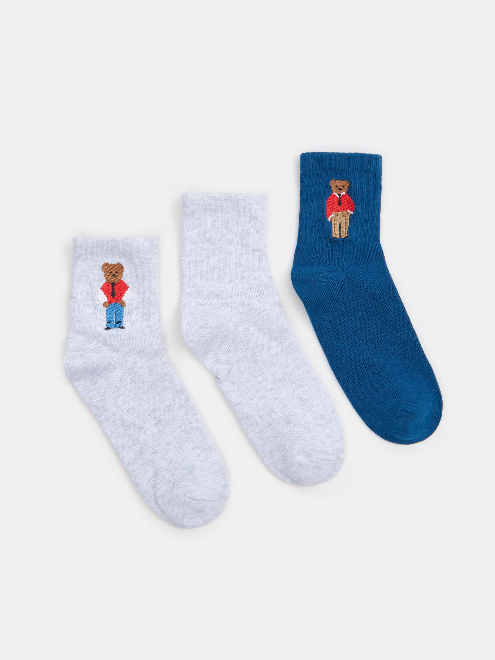 Sinsay - Prążkowane skarpetki z haftem 3 pack - wielobarwny