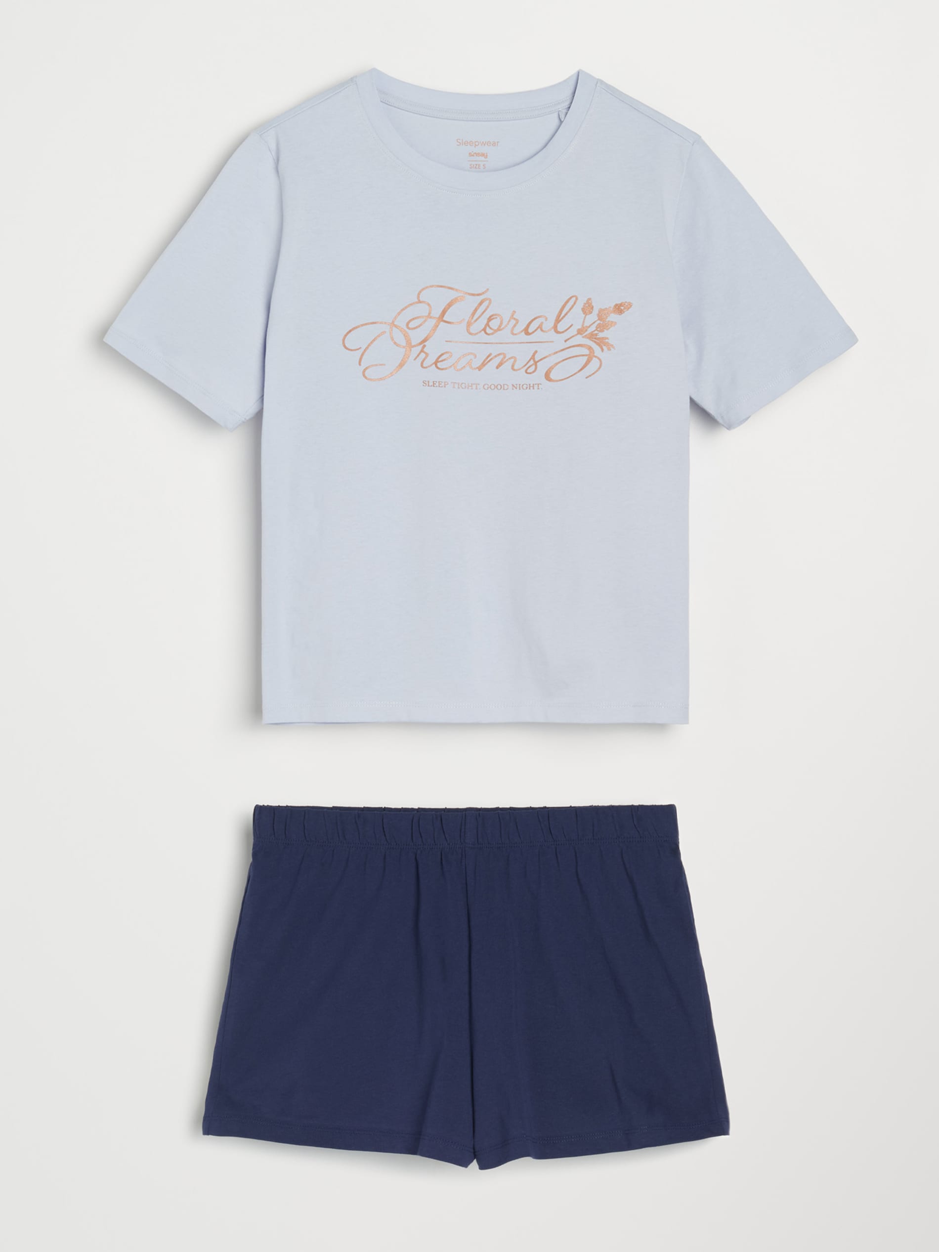 Sinsay - Βαμβακερή πιτζάμα δύο τεμαχίων - μπλε παλ φωτογραφία