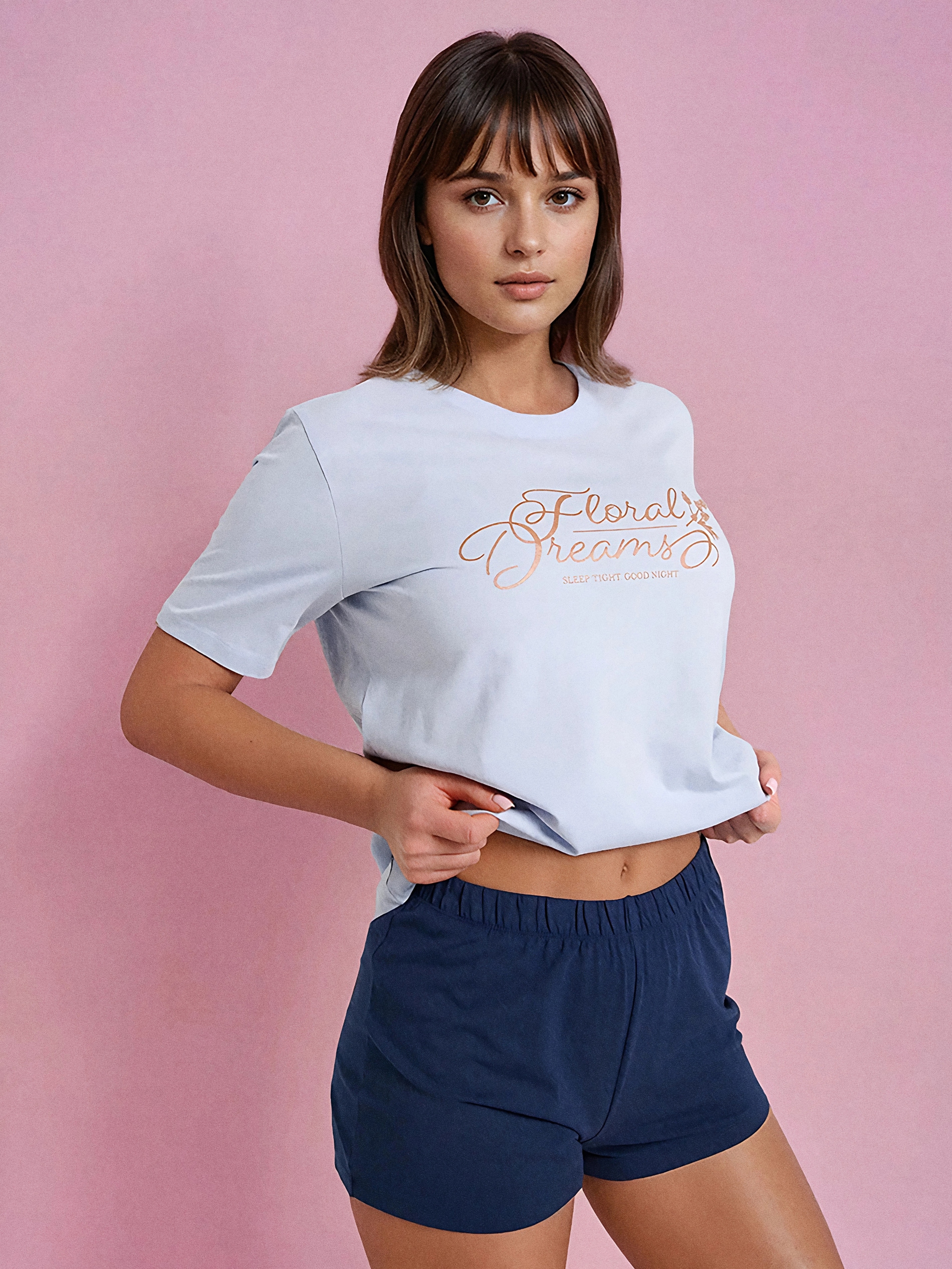 Sinsay - Βαμβακερή πιτζάμα δύο τεμαχίων - μπλε παλ φωτογραφία