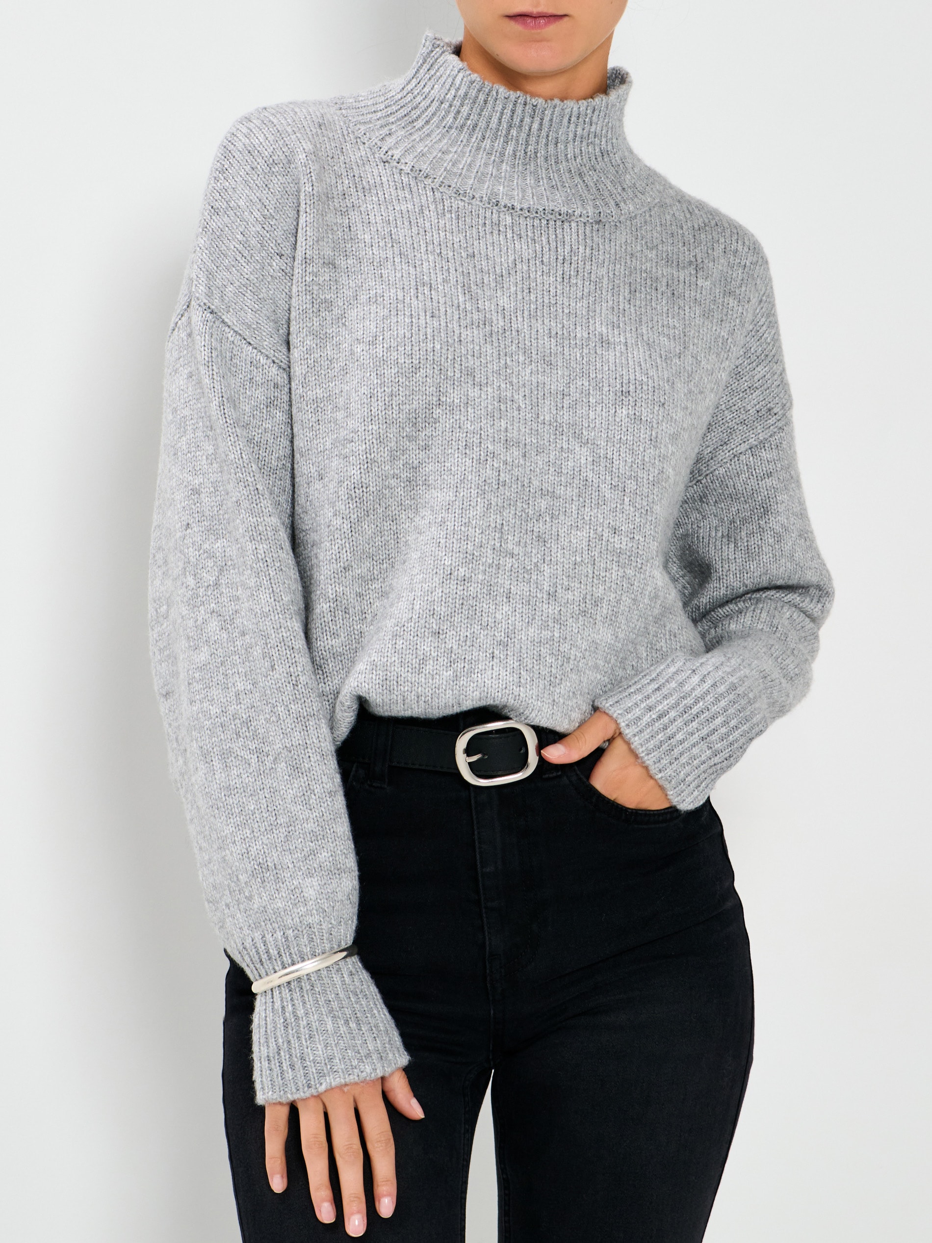 Sinsay - Prążkowany golf - szary