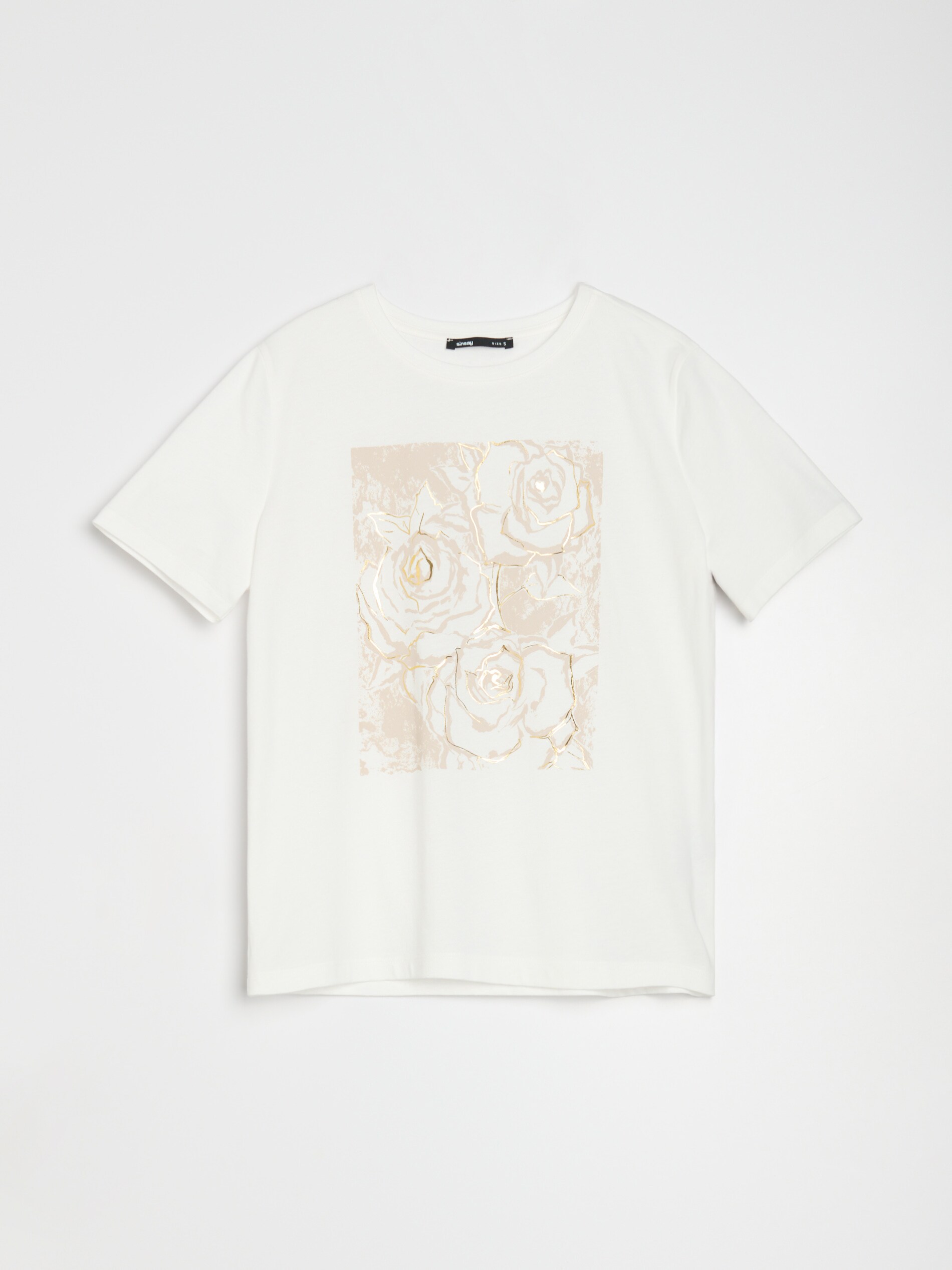 Sinsay - Βαμβακερό μπλουζάκι με στάμπα - κρεμ φωτογραφία