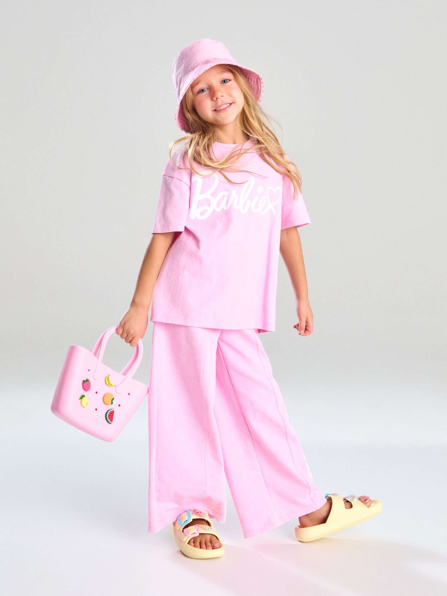 Sinsay - Komplet: koszulka i spodnie Barbie - różowy