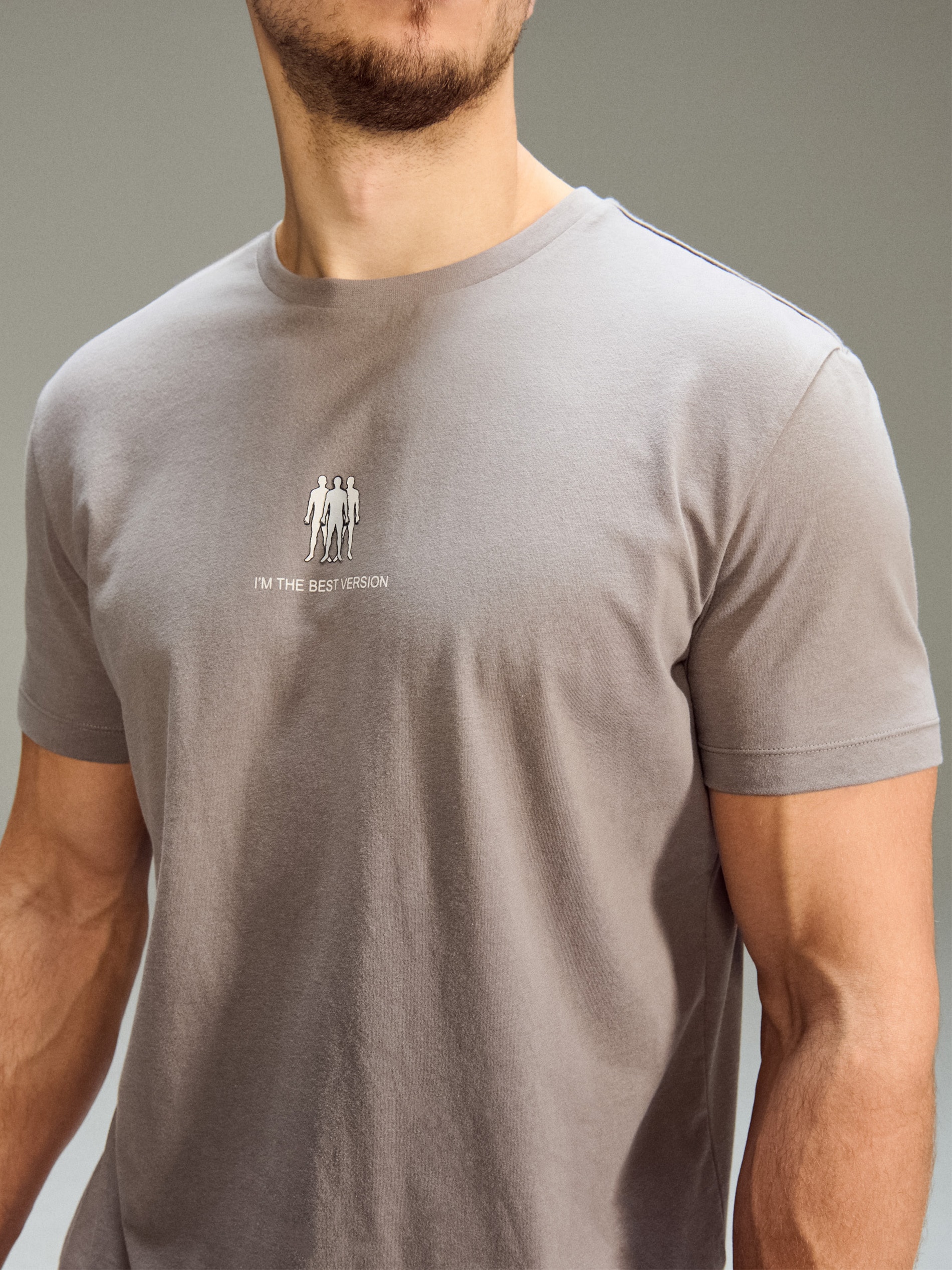 Sinsay - Bawełniana koszulka z haftem - szary