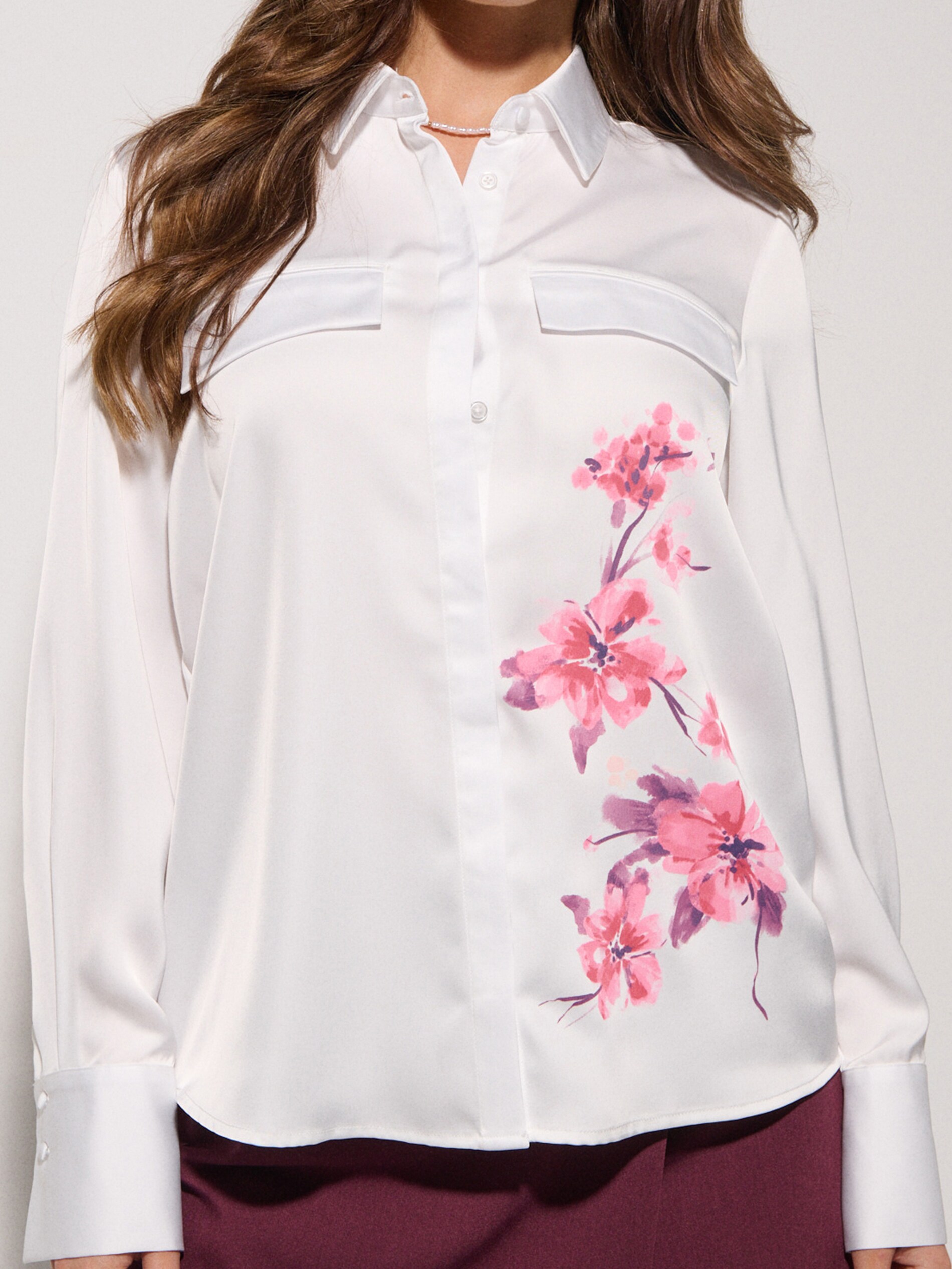 Sinsay - Σατέν πουκάμισο με τσέπες - ροζ παστελ φωτογραφία