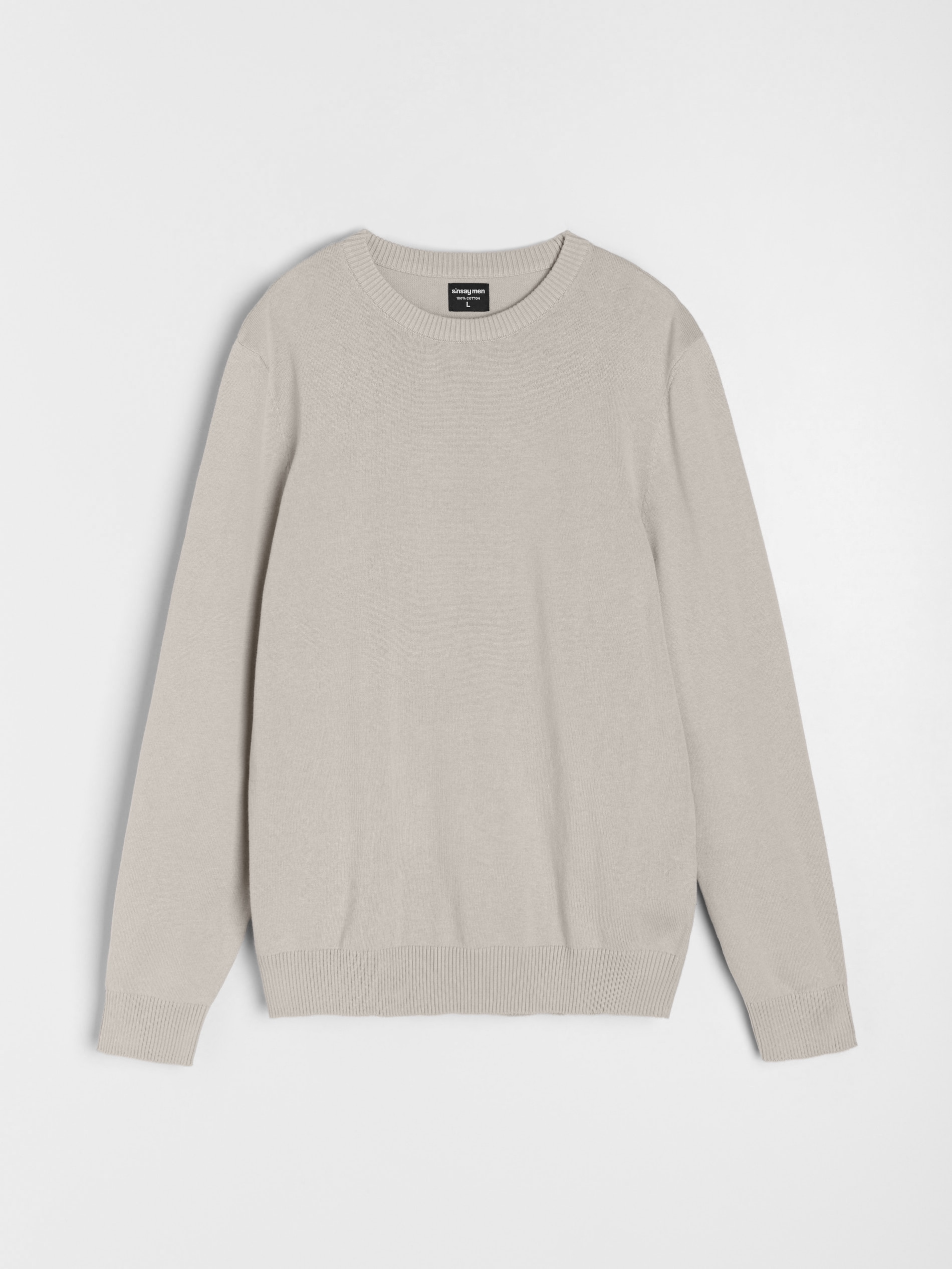 Sinsay - Bawełniany sweter basic - kremowy