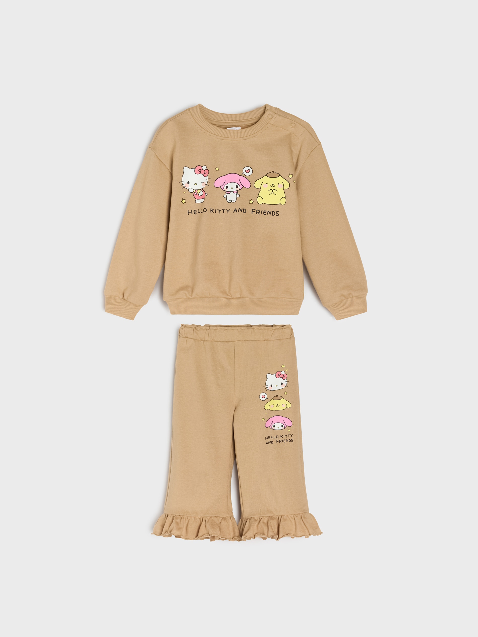 Sinsay - Komplet dresowy z nadrukiem Hello Kitty - beżowy