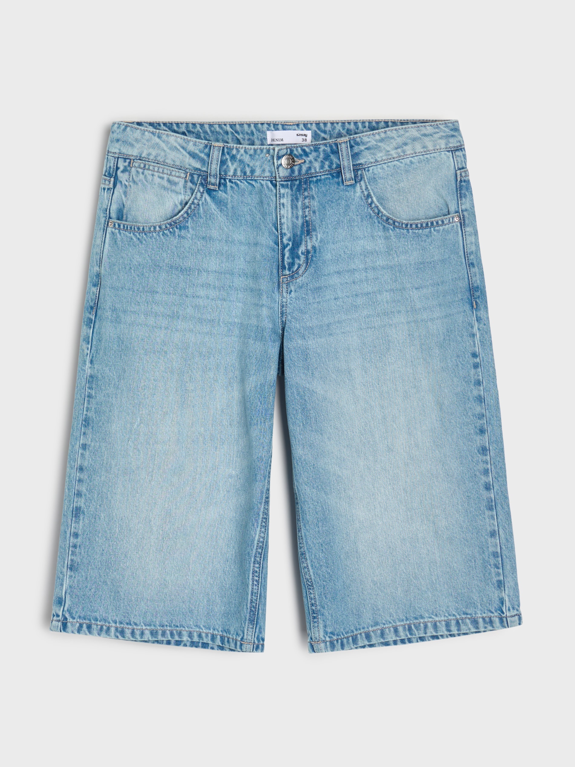 Sinsay - Szorty jeansowe bermudy - niebieski