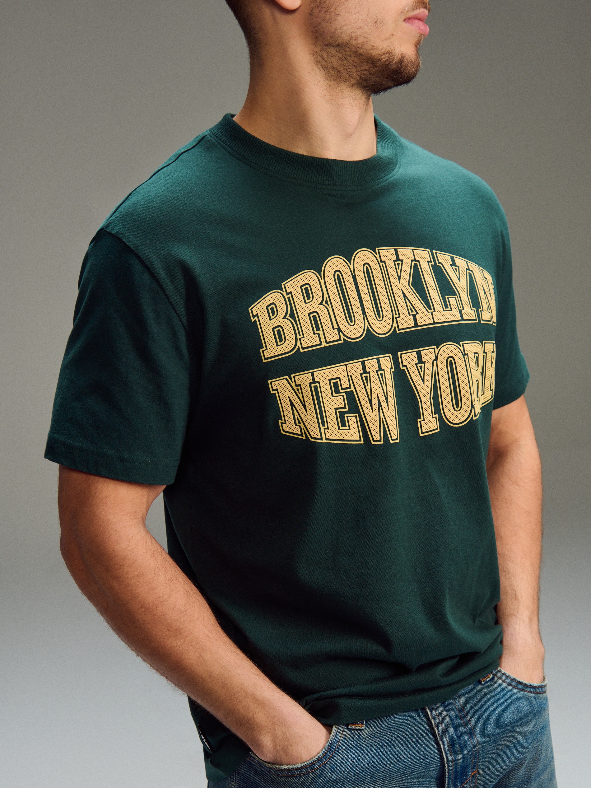 Sinsay - Bawełniana koszulka z napisem - zielony