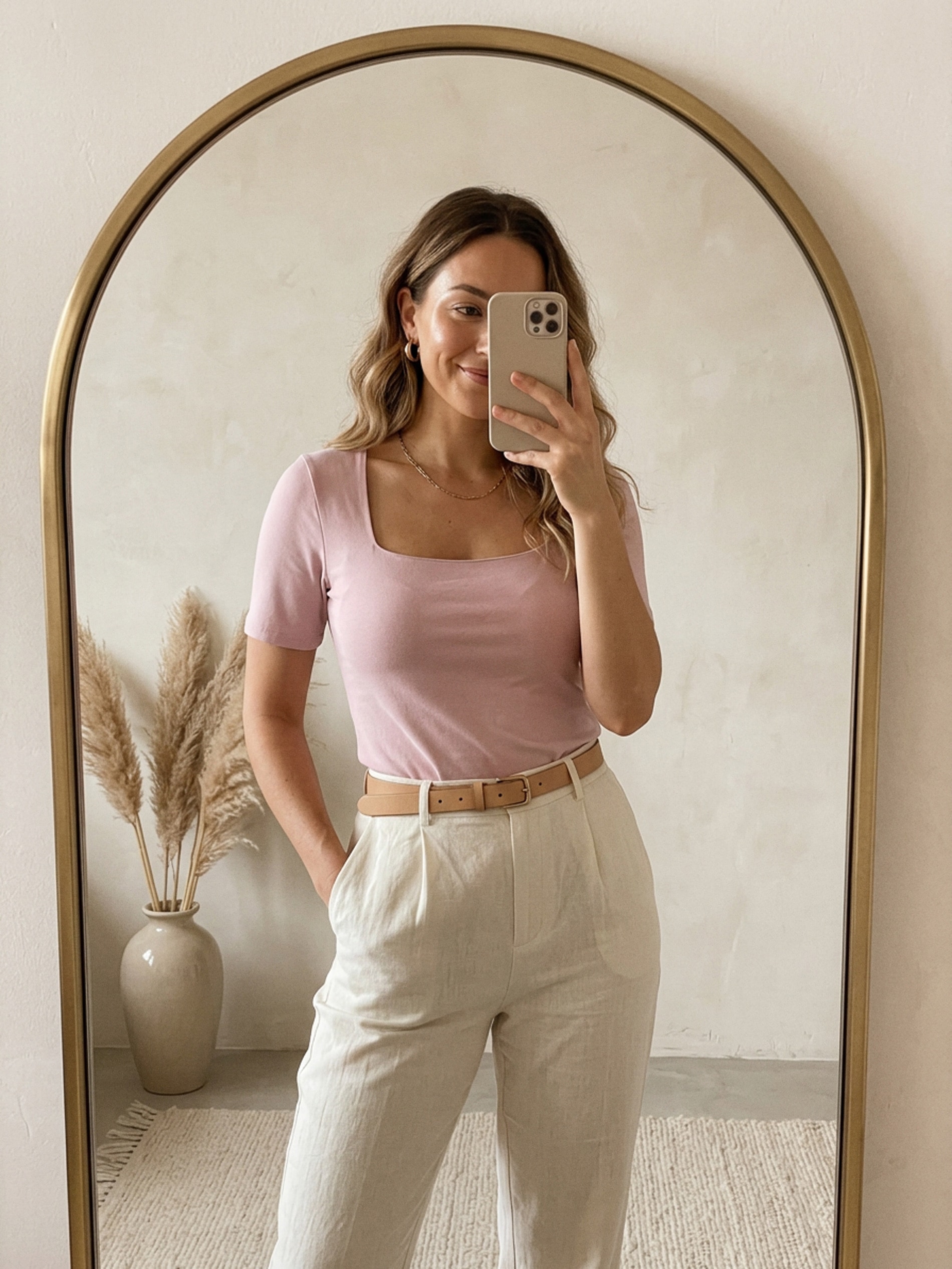 Sinsay - Koszulka z dekoltem karo - różowy