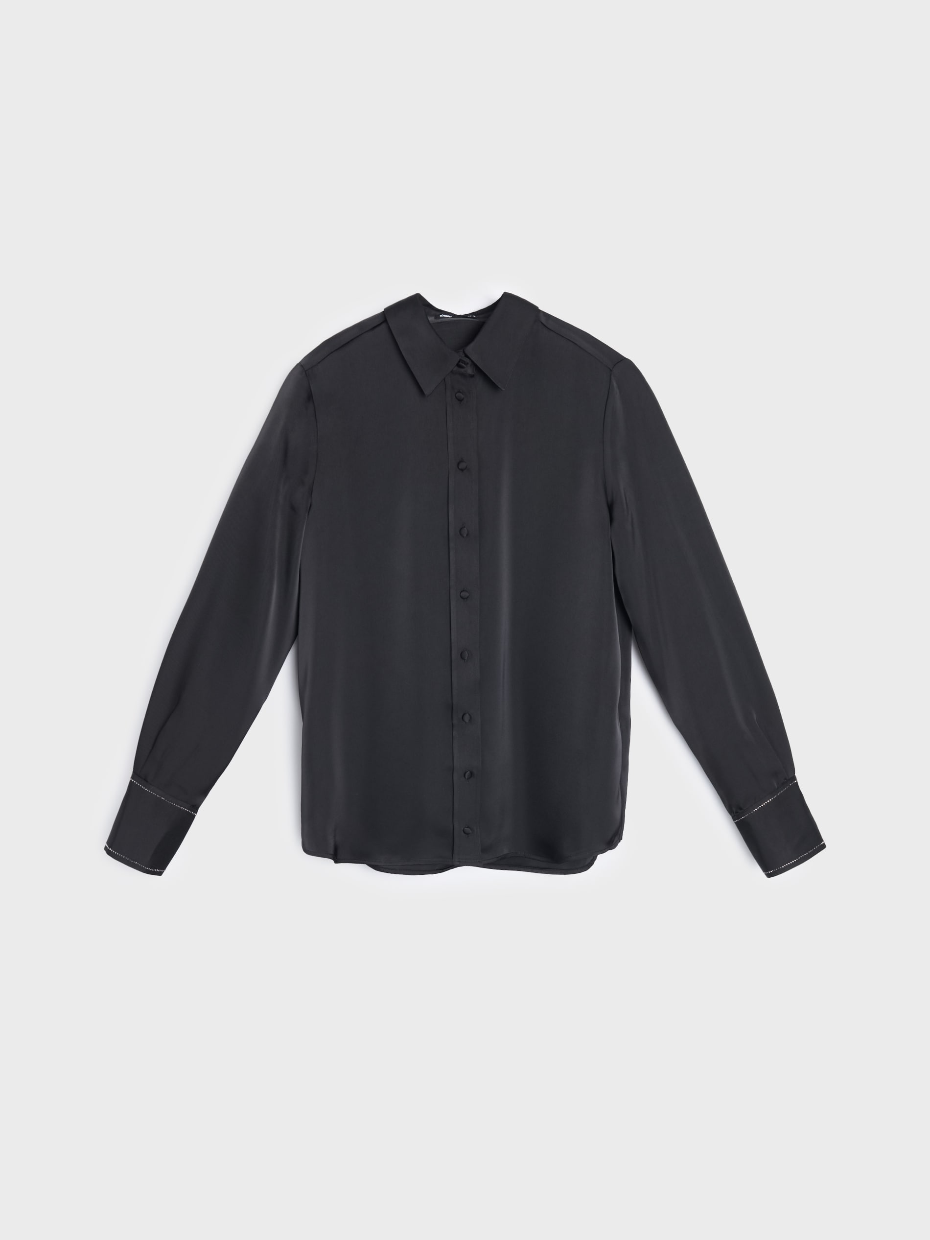 Sinsay - Πουκάμισο με σατινέ φινίρισμα - μαυρο φωτογραφία