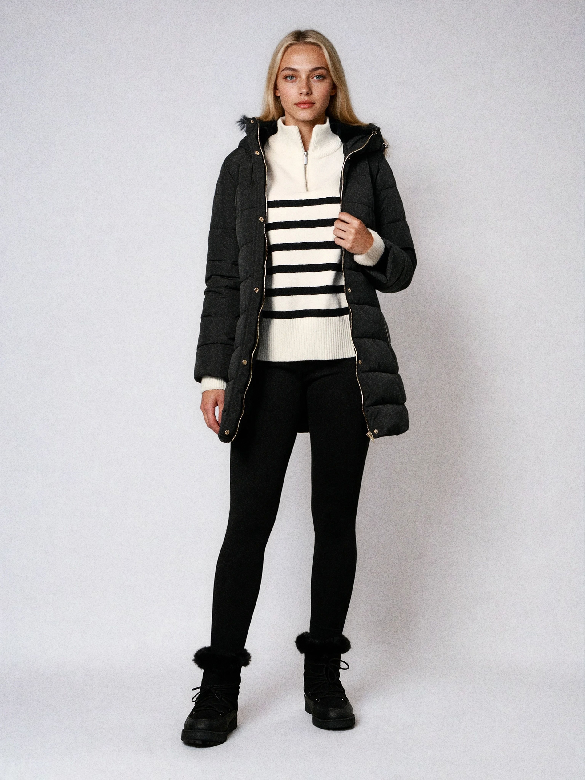 Sinsay - Ριγέ πουλόβερ - κρεμ φωτογραφία