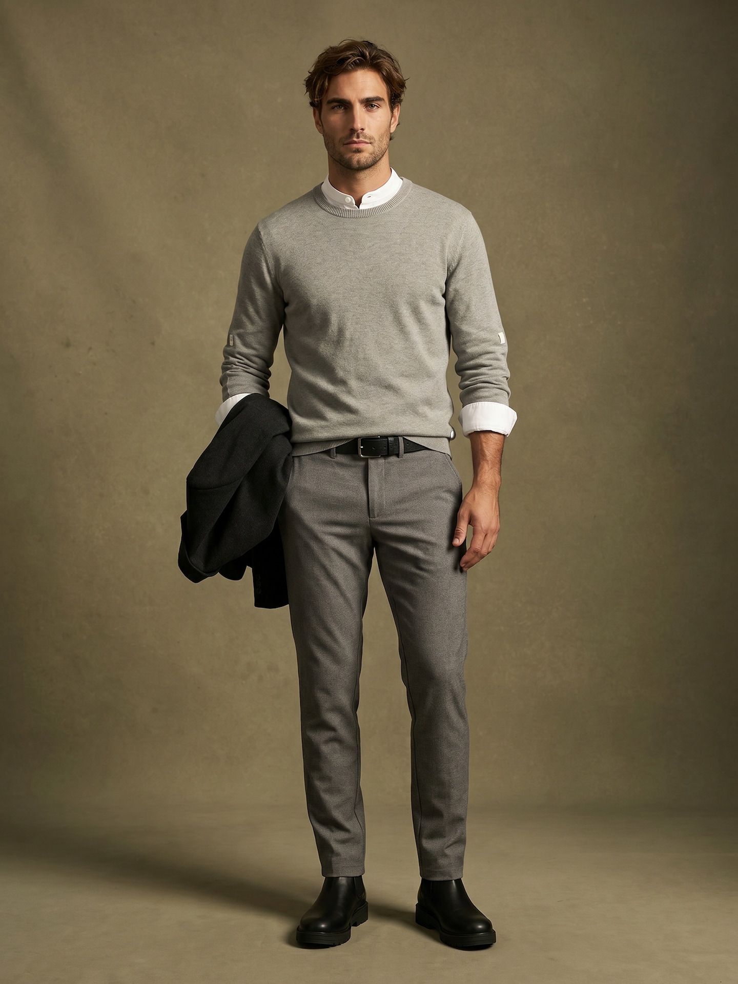 Sinsay - Spodnie chino slim fit z domieszką wiskozy - szary