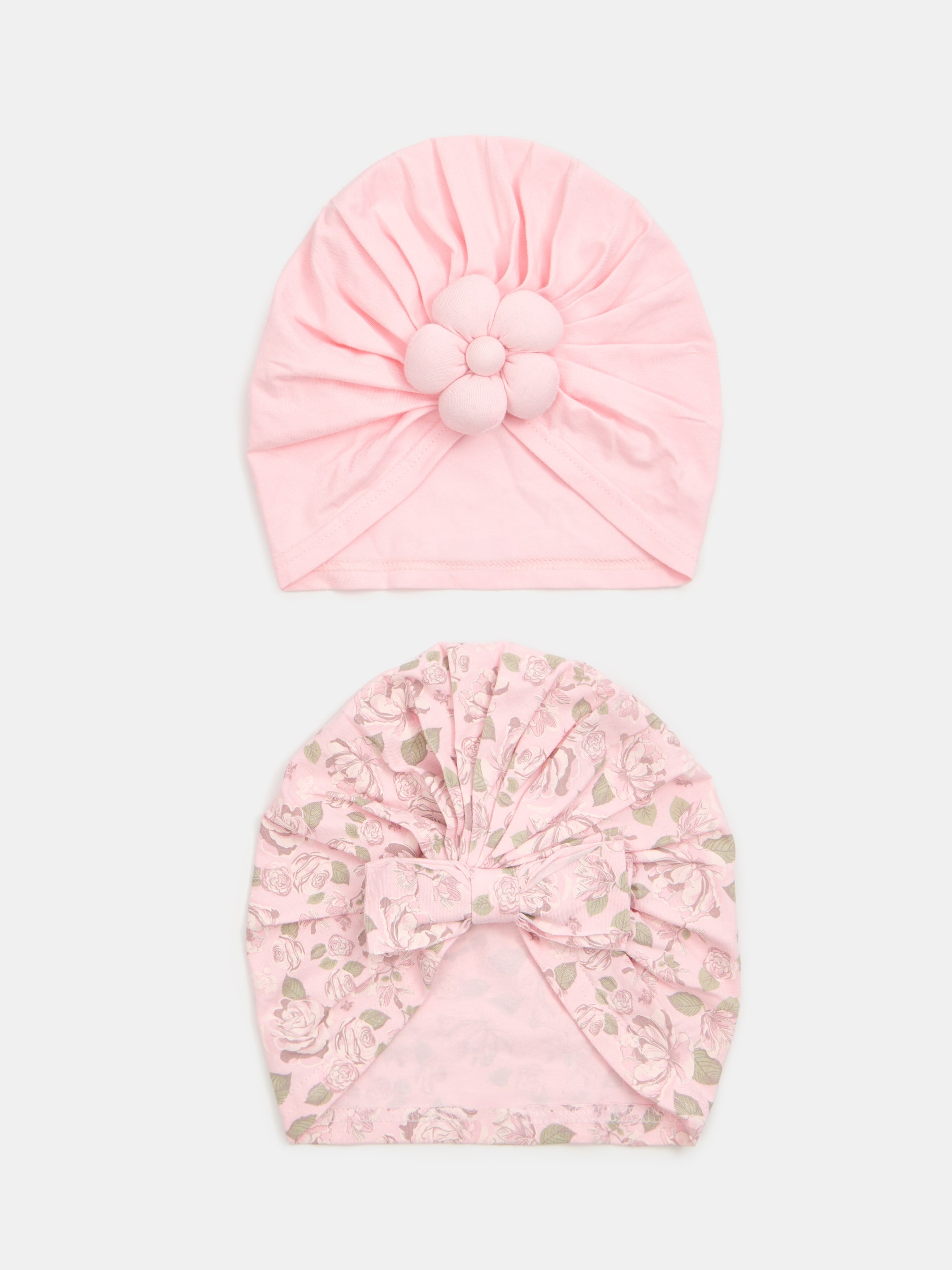 Sinsay - Bawełniany turban z kwiatem i kokardą 2 pack - różowy