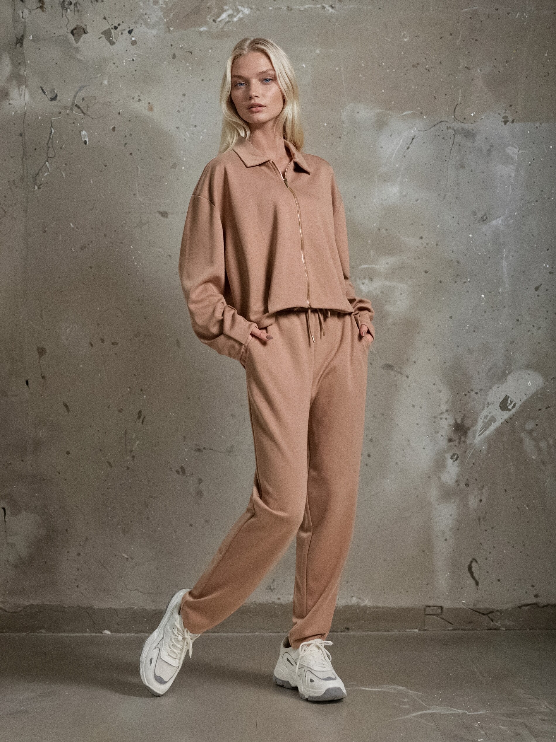 Sinsay - Παντελόνι soft touch με προσθήκη βισκόζης - μπεζ φωτογραφία