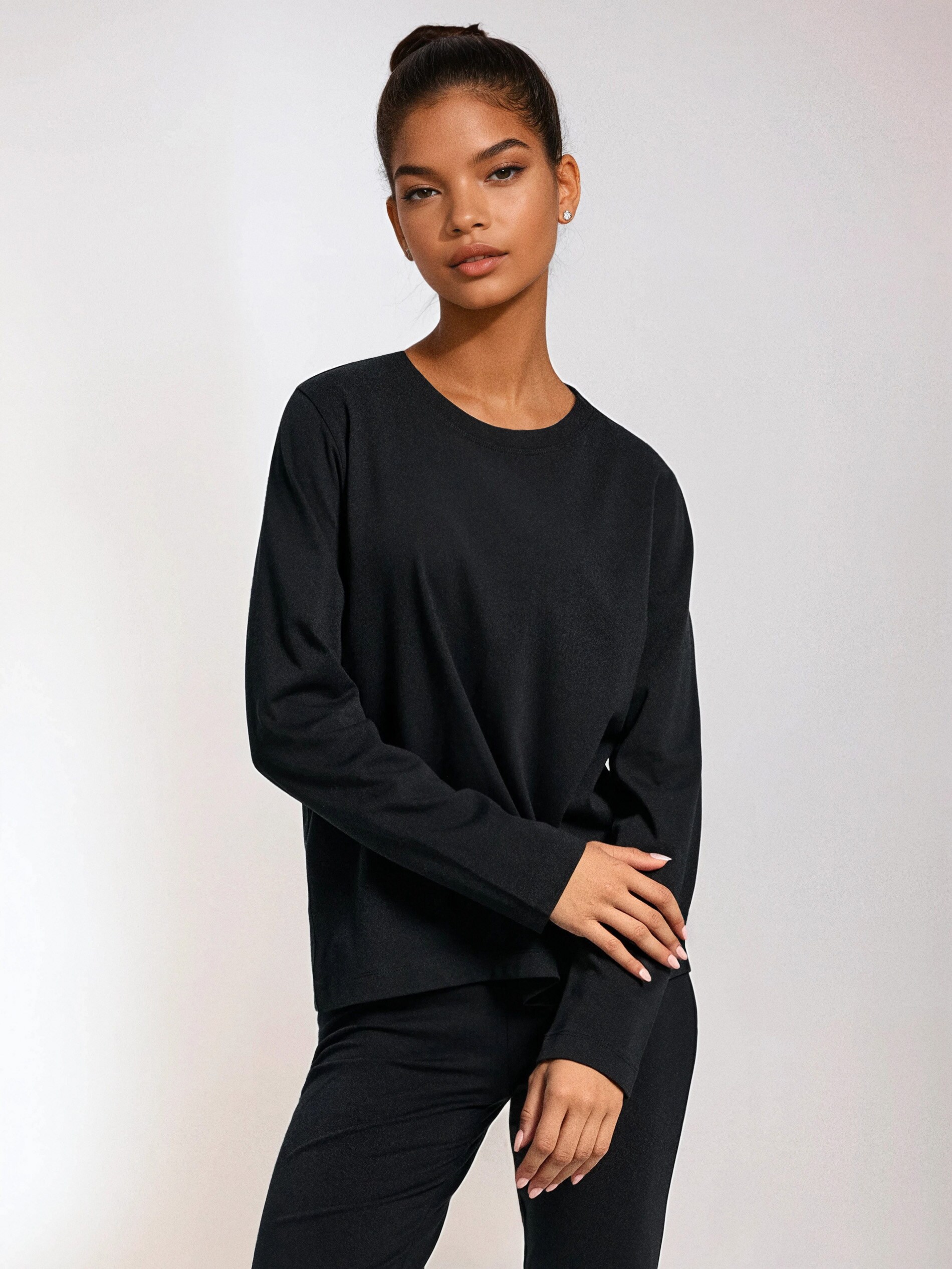 Sinsay - Μπλούζα με μακριά μανίκια - μαυρο φωτογραφία