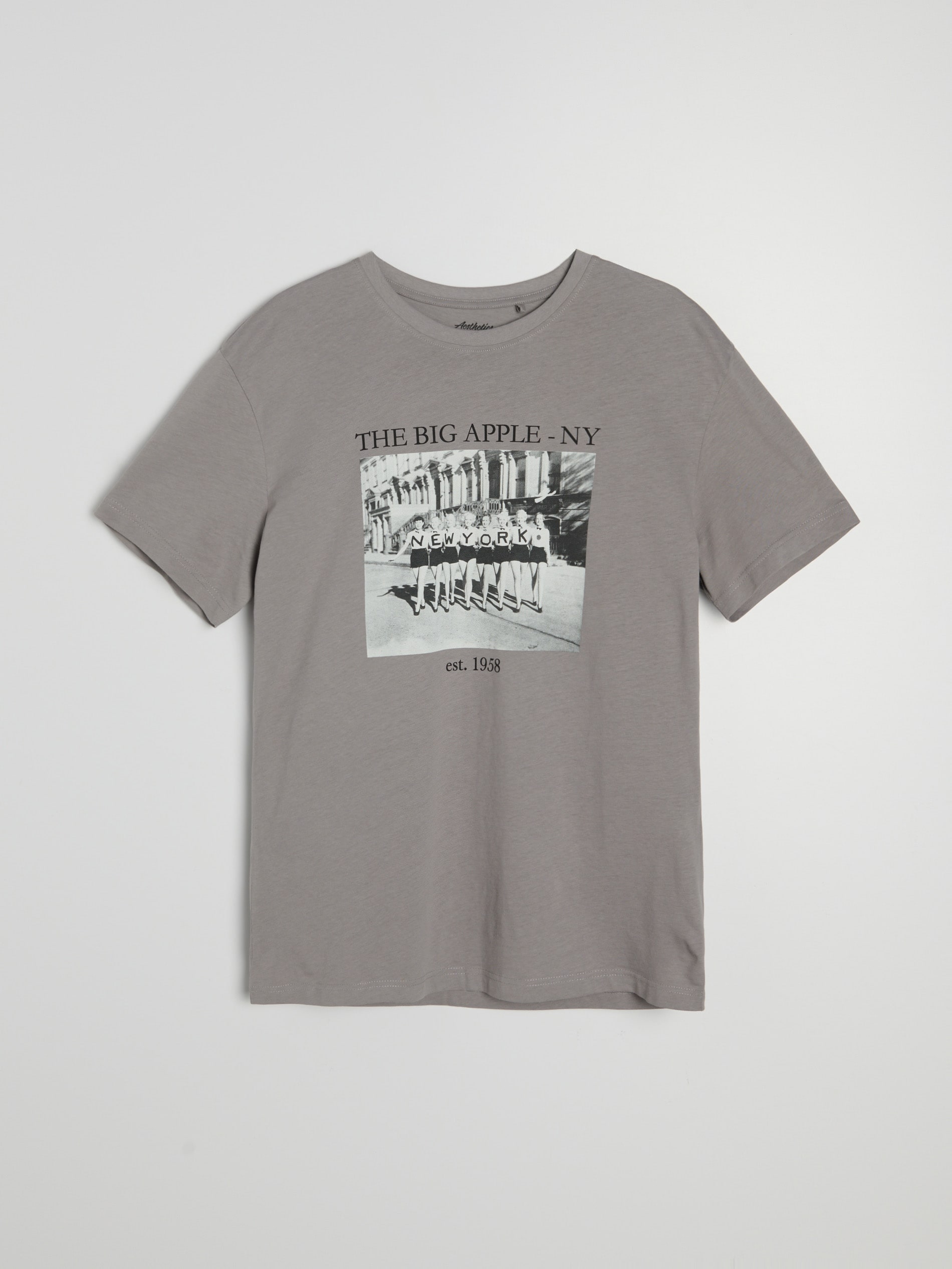 Sinsay - Bawełniana koszulka z nadrukiem - szary