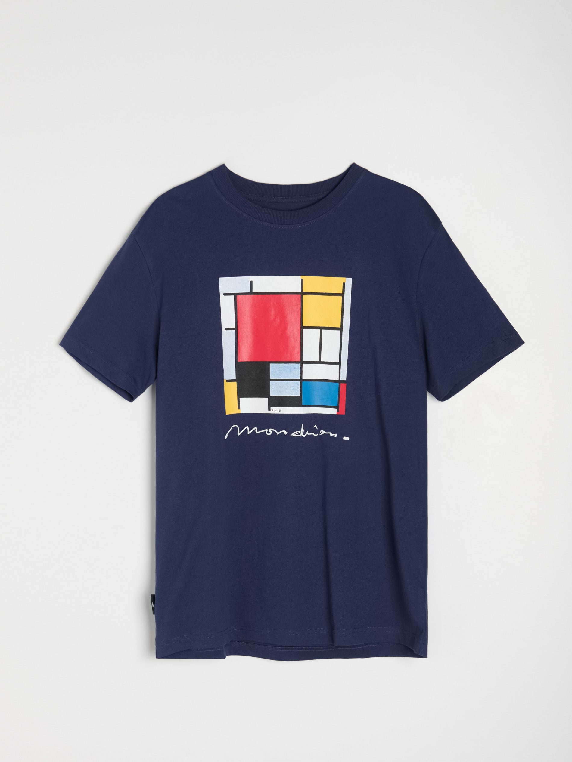 Sinsay - Bawełniana koszulka z nadrukiem - granatowy