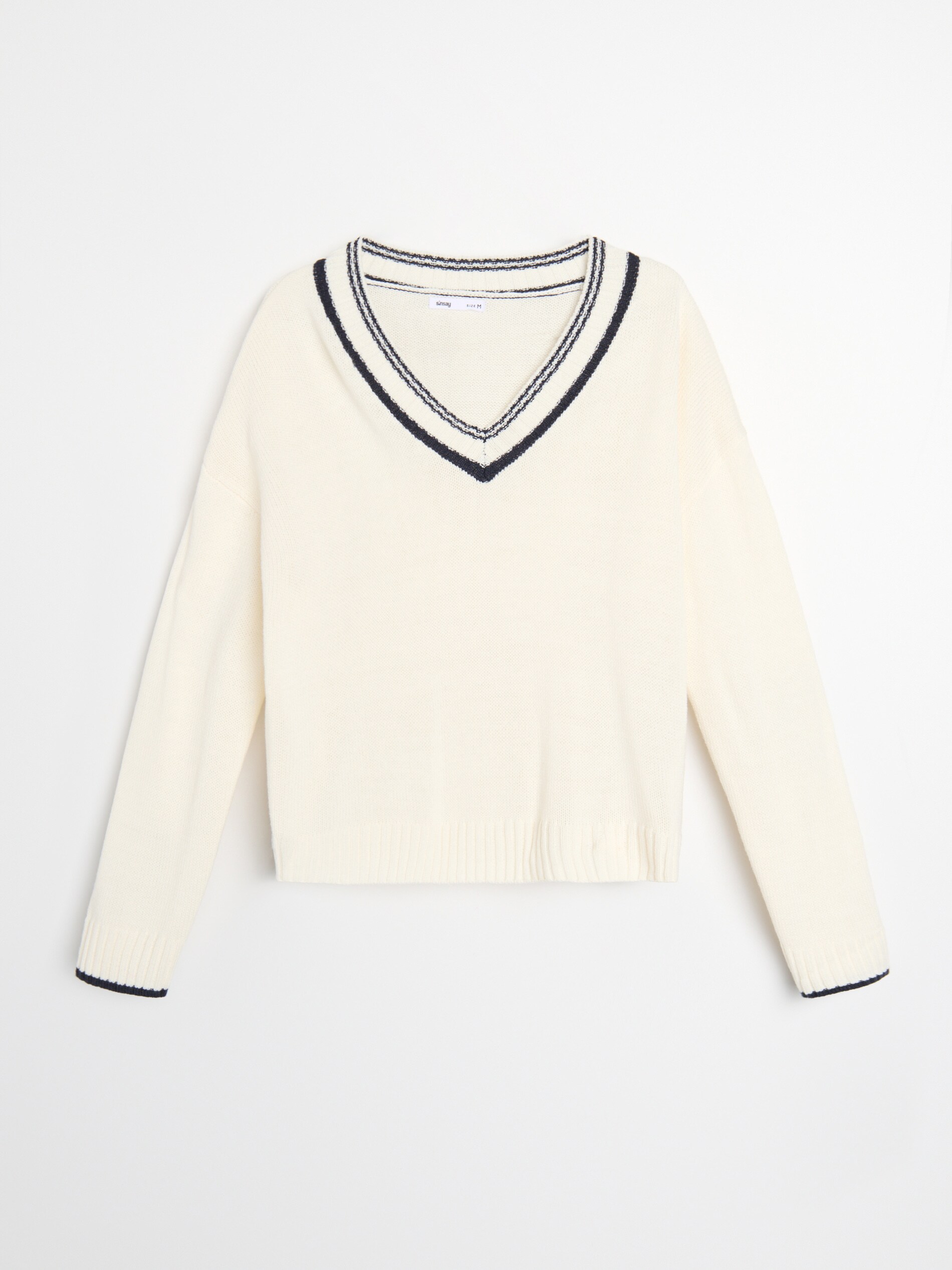 Sinsay - Πουλόβερ με αντίθετο ντεκολτέ - λευκο φωτογραφία