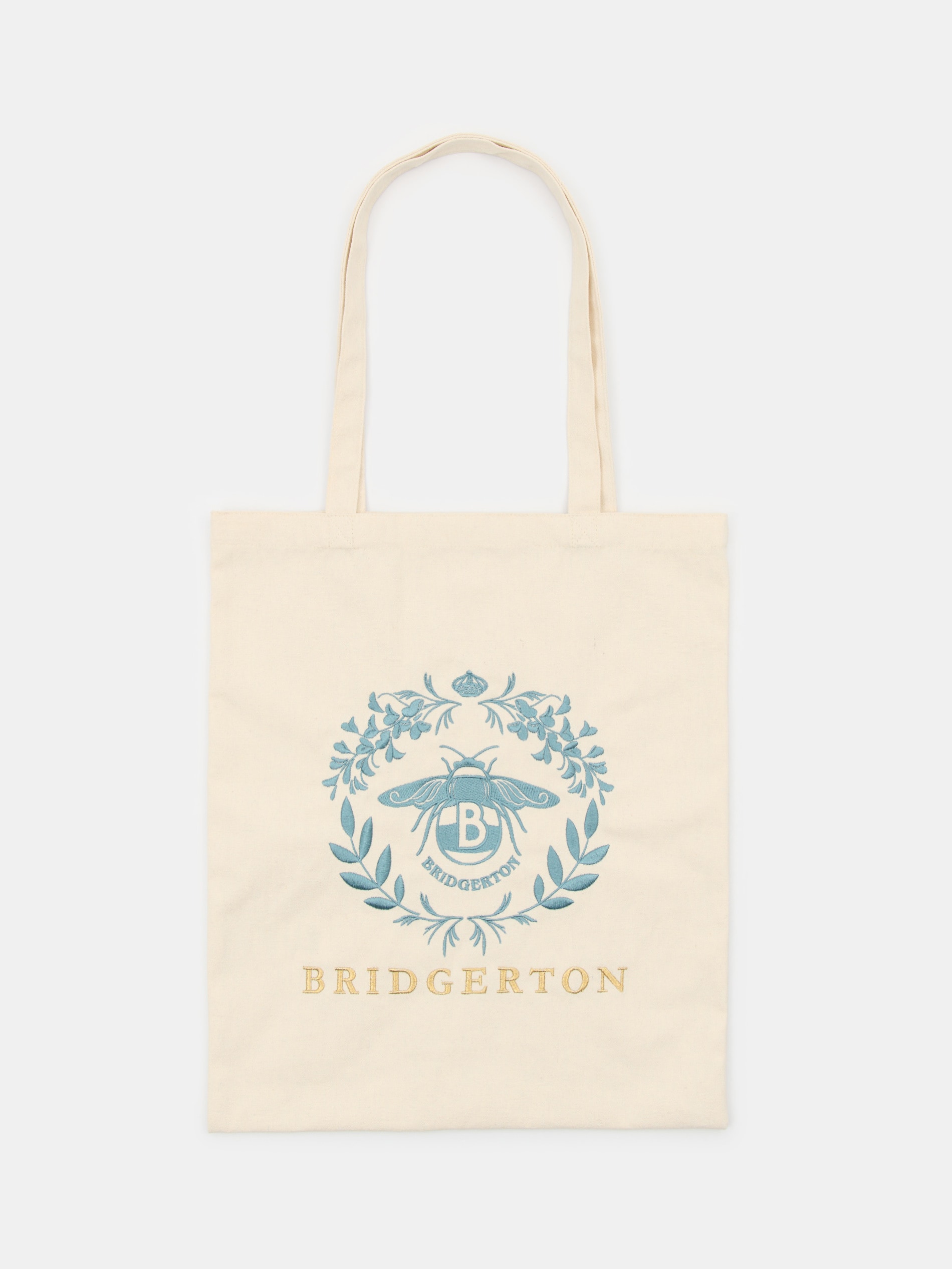 Sinsay - Materiałowa torba shopper z nadrukiem Bridgerton - kremowy