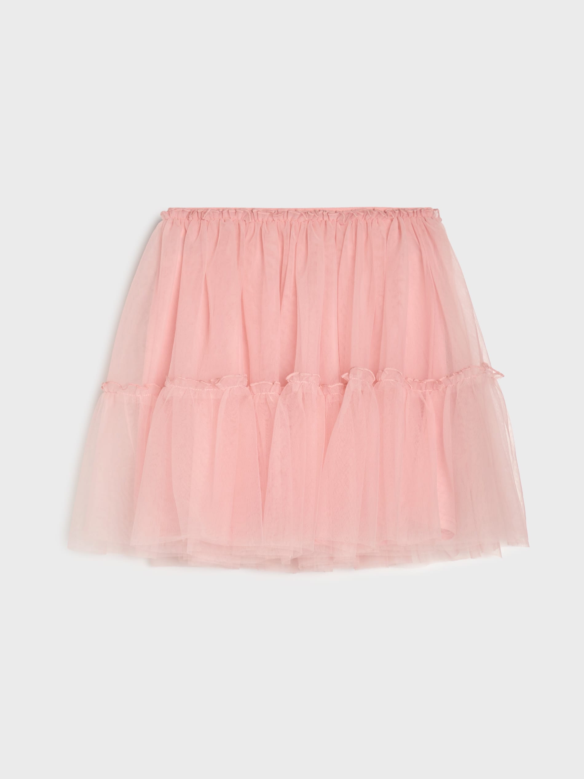 Sinsay - Tiulowa spódnica mini z falbankami - różowy
