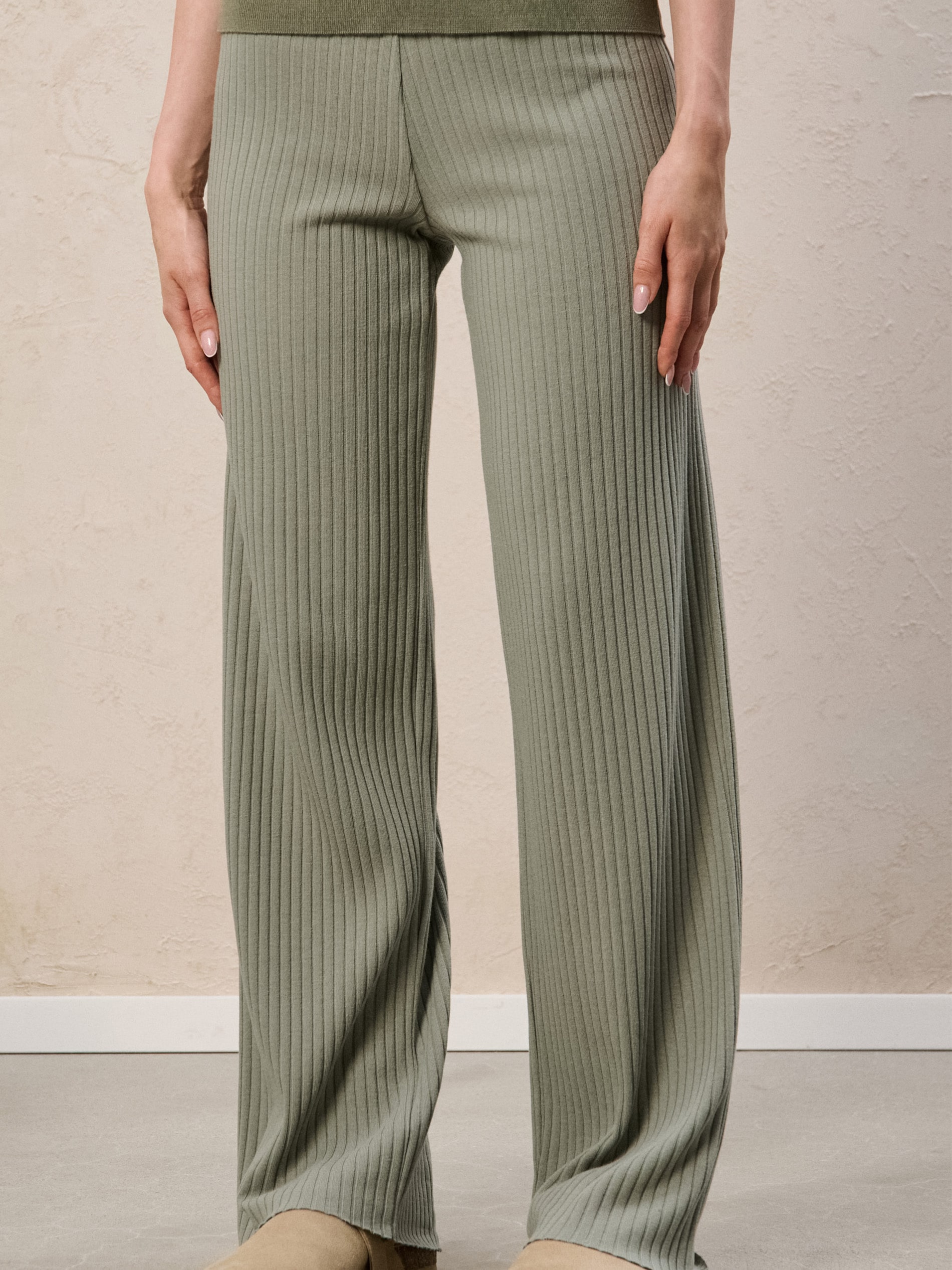 Sinsay - Spodnie wide leg - zielony