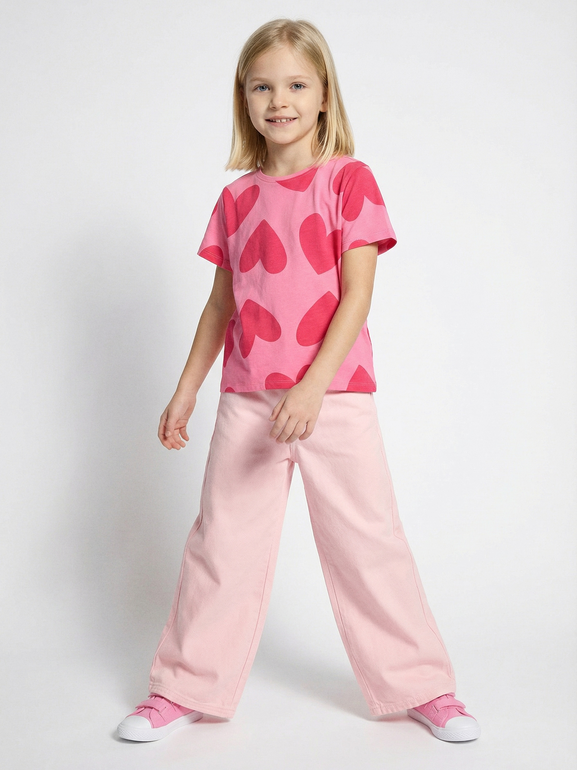 Sinsay - Jeansy wide leg - różowy