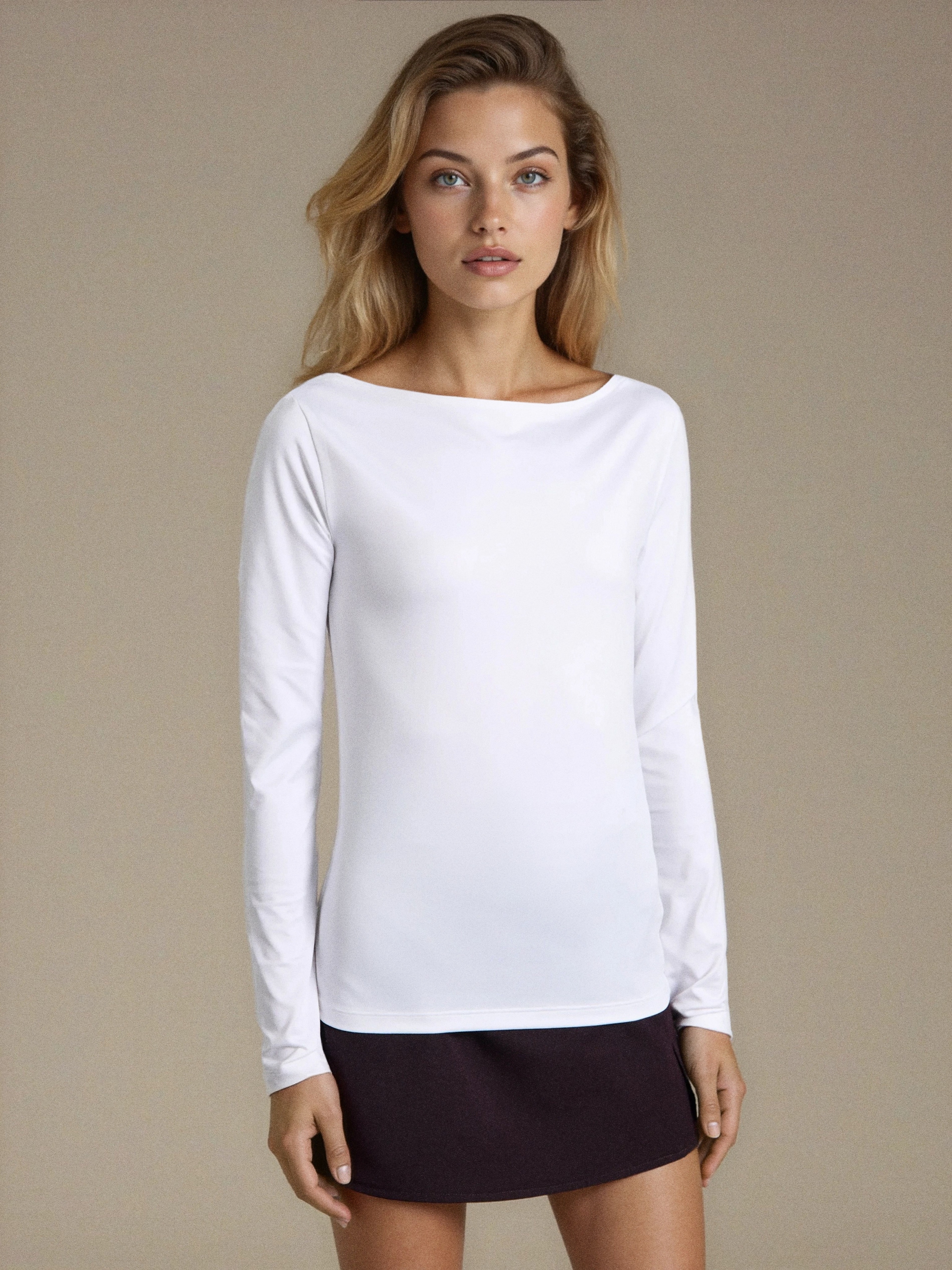 Sinsay - Μπλούζα με μακριά μανίκια - λευκο φωτογραφία