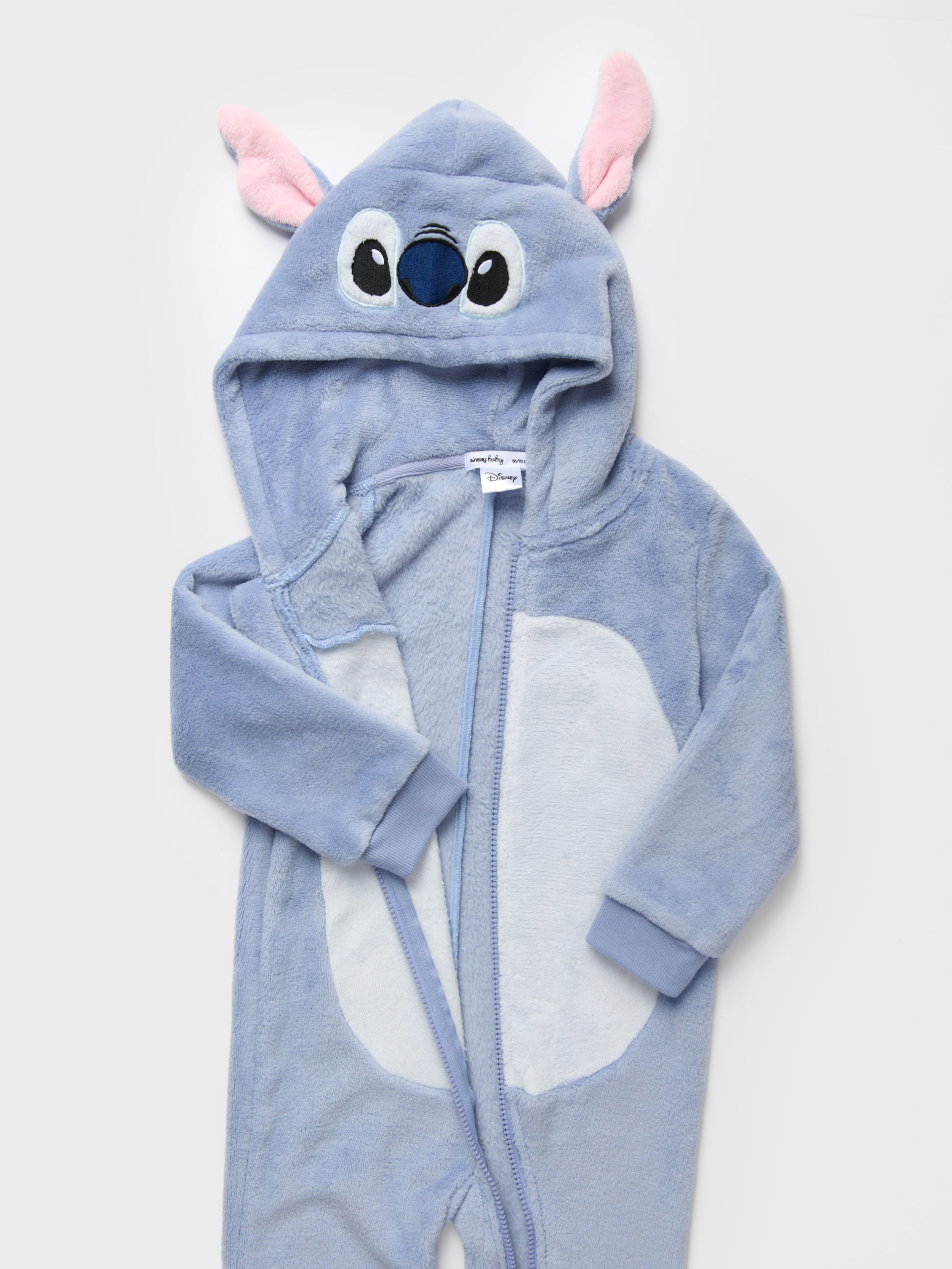 Sinsay - Πιτζάμα onesie από φλις με κουκούλα και 3D αυτιά Stitch - μπλε παλ φωτογραφία