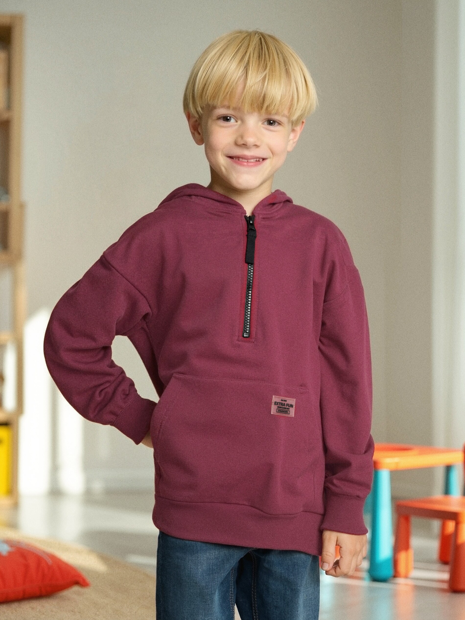 Sinsay - Φούτερ με κουκούλα - μπορντο φωτογραφία