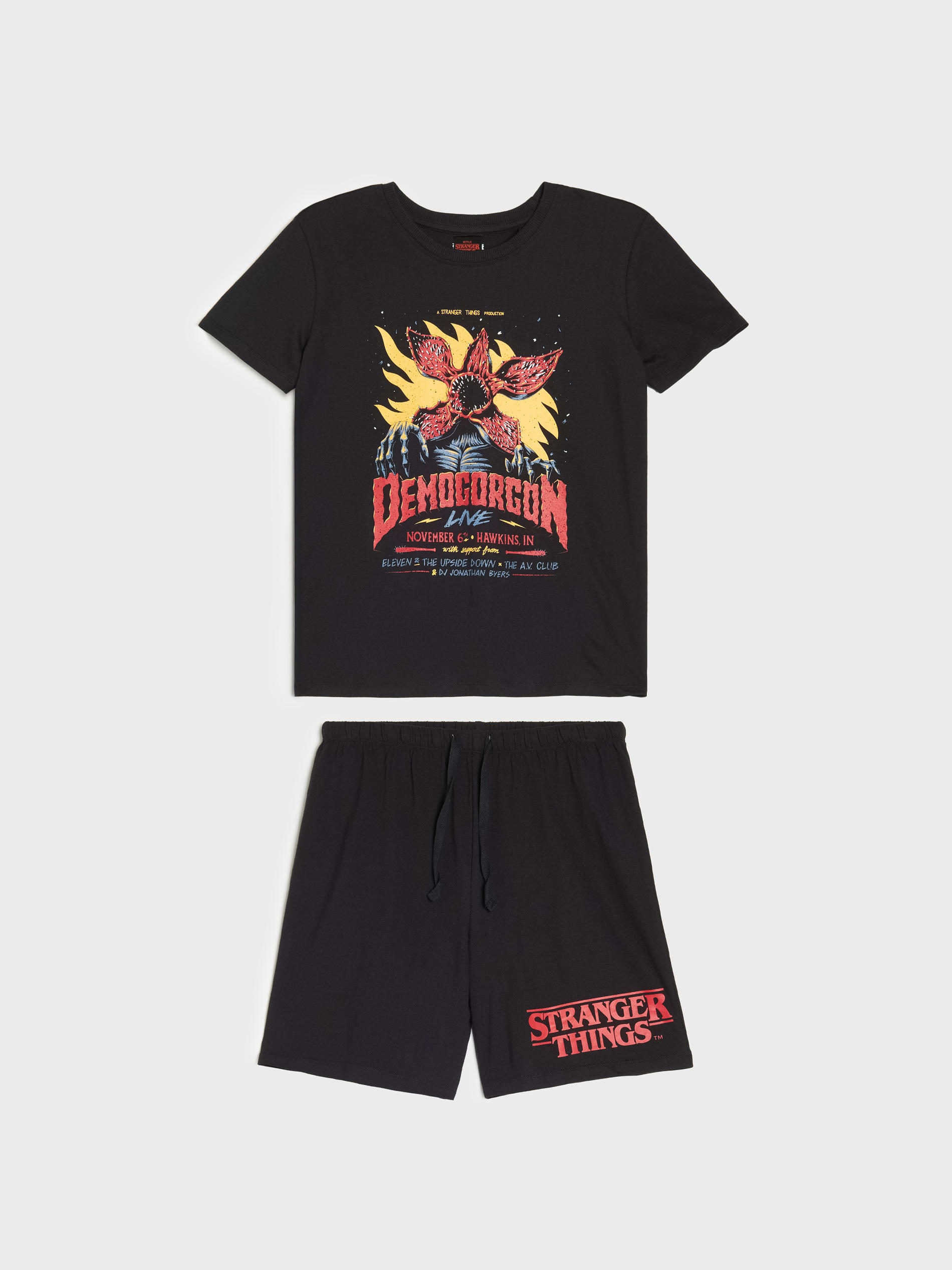 Sinsay - Piżama dwuczęściowa Stranger Things - czarny
