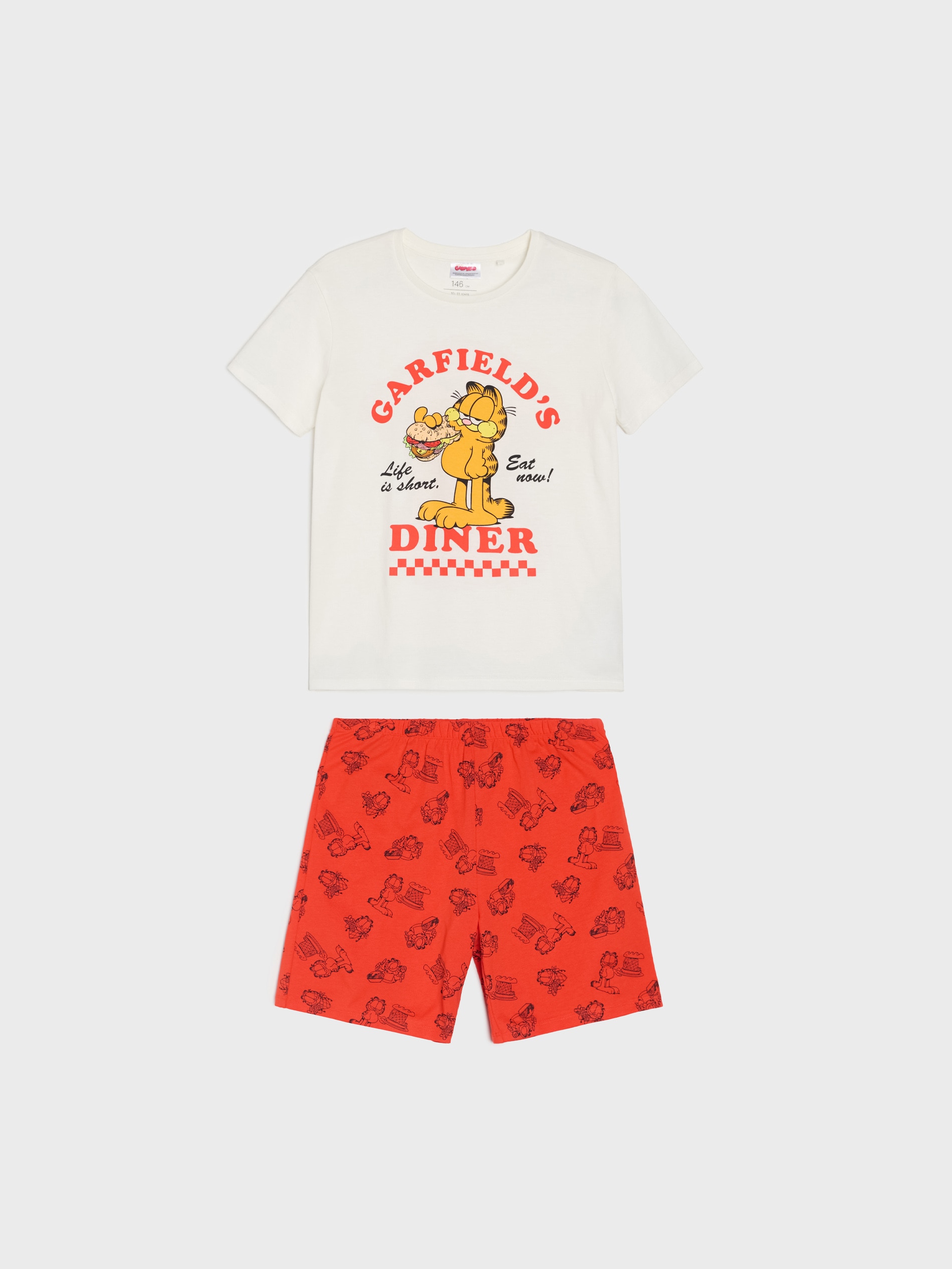 Sinsay - Krótka piżama dwuczęściowa Garfield - kremowy