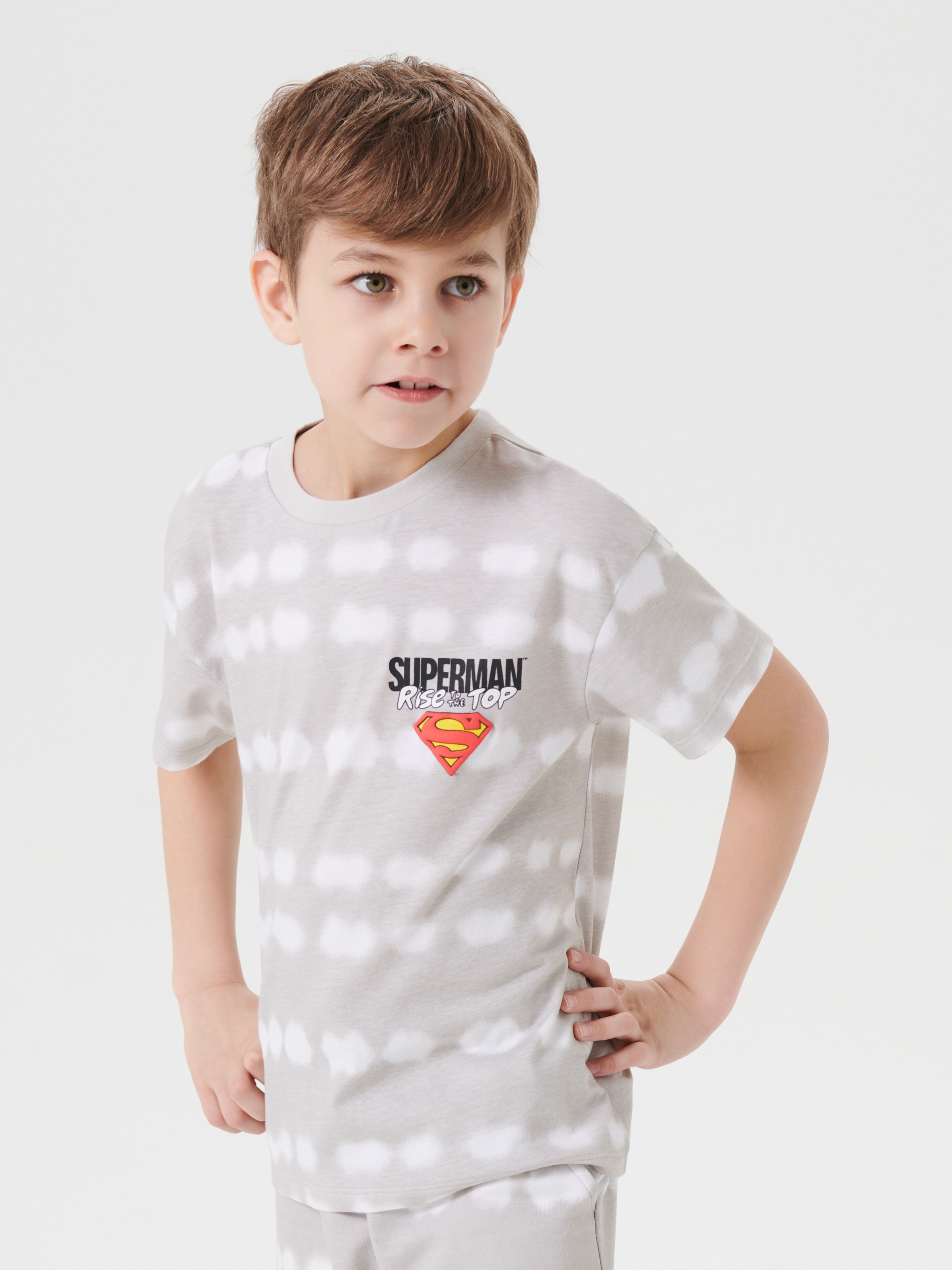 Sinsay - Koszulka tie-dye Superman - kremowy