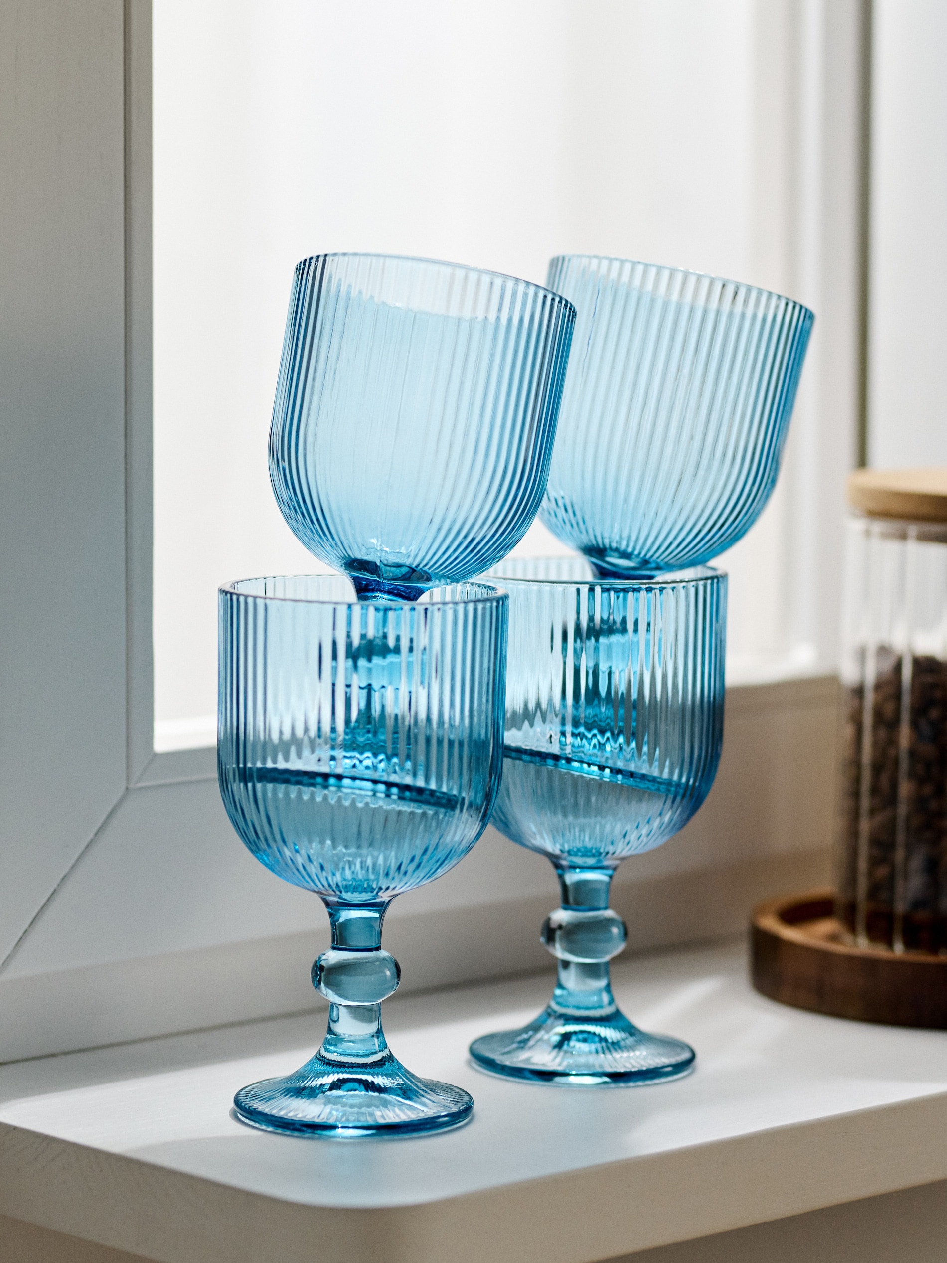 Sinsay - Ριγέ ποτήρια συσκευασία 4 τεμαχίων - ανοιχτο μπλε φωτογραφία