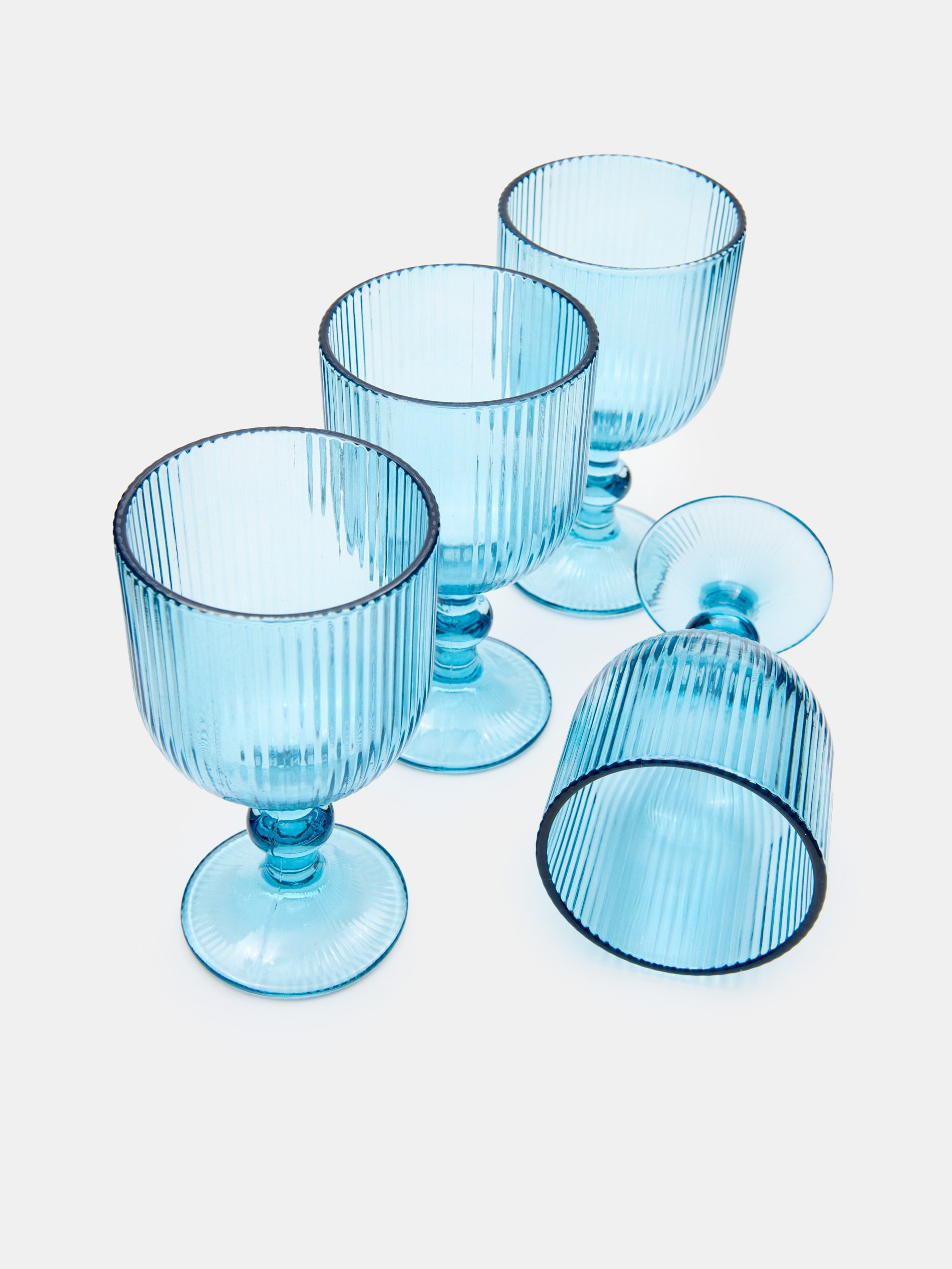 Sinsay - Ριγέ ποτήρια συσκευασία 4 τεμαχίων - ανοιχτο μπλε φωτογραφία