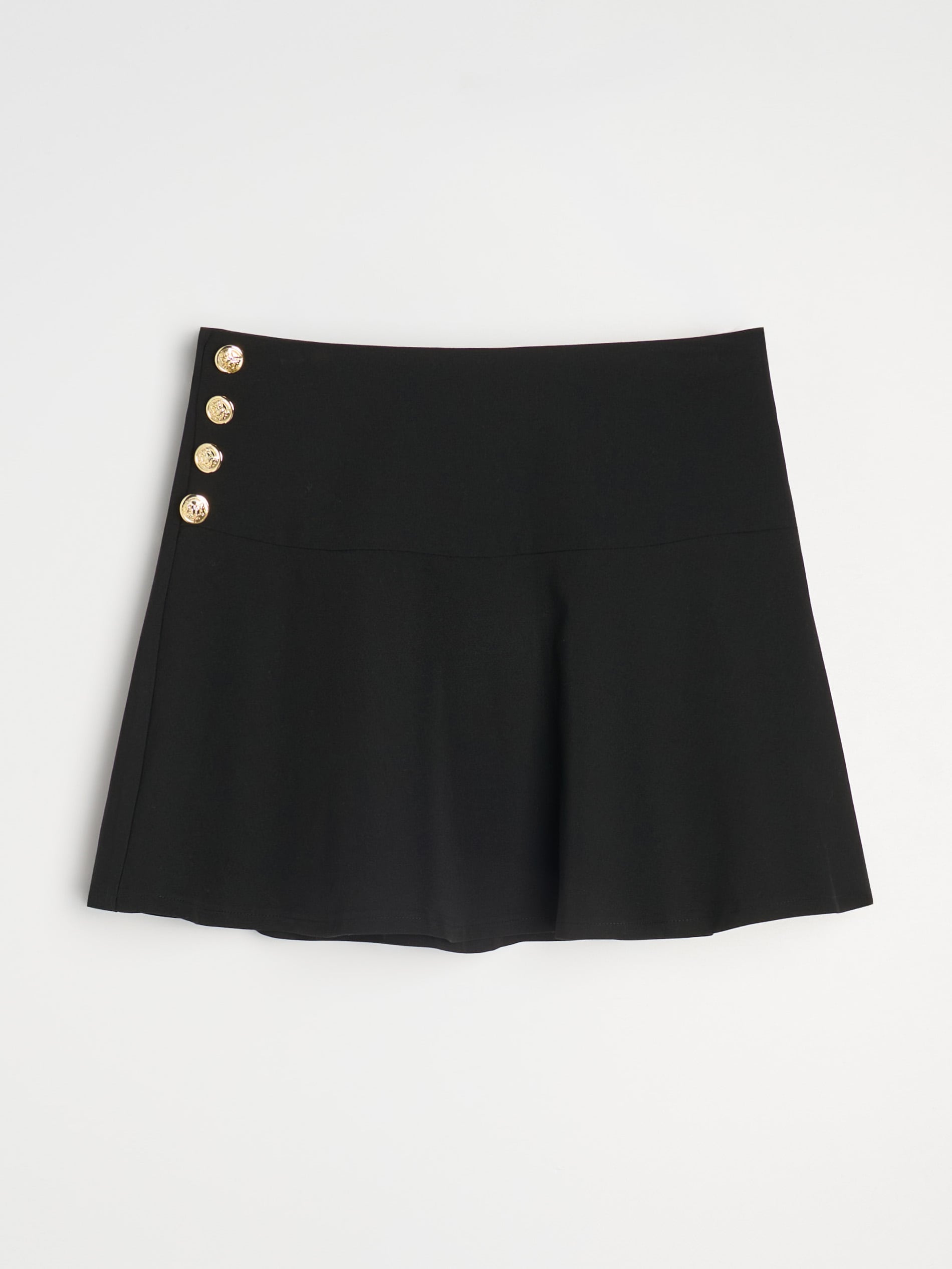Sinsay - Spódnica mini z ozdobnymi guzikami - czarny