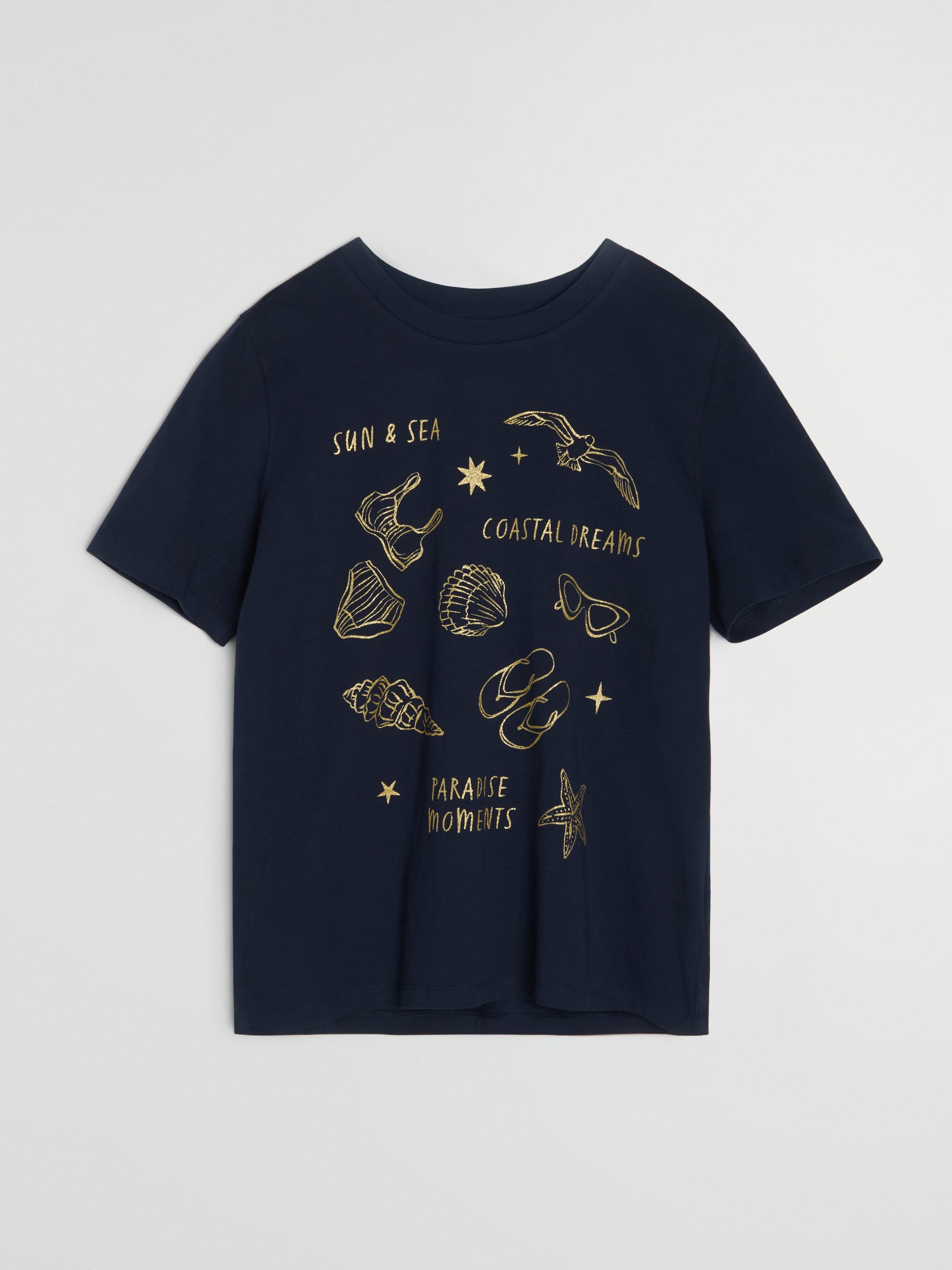 Sinsay - Bawełniana koszulka z krótkim rękawem - granatowy