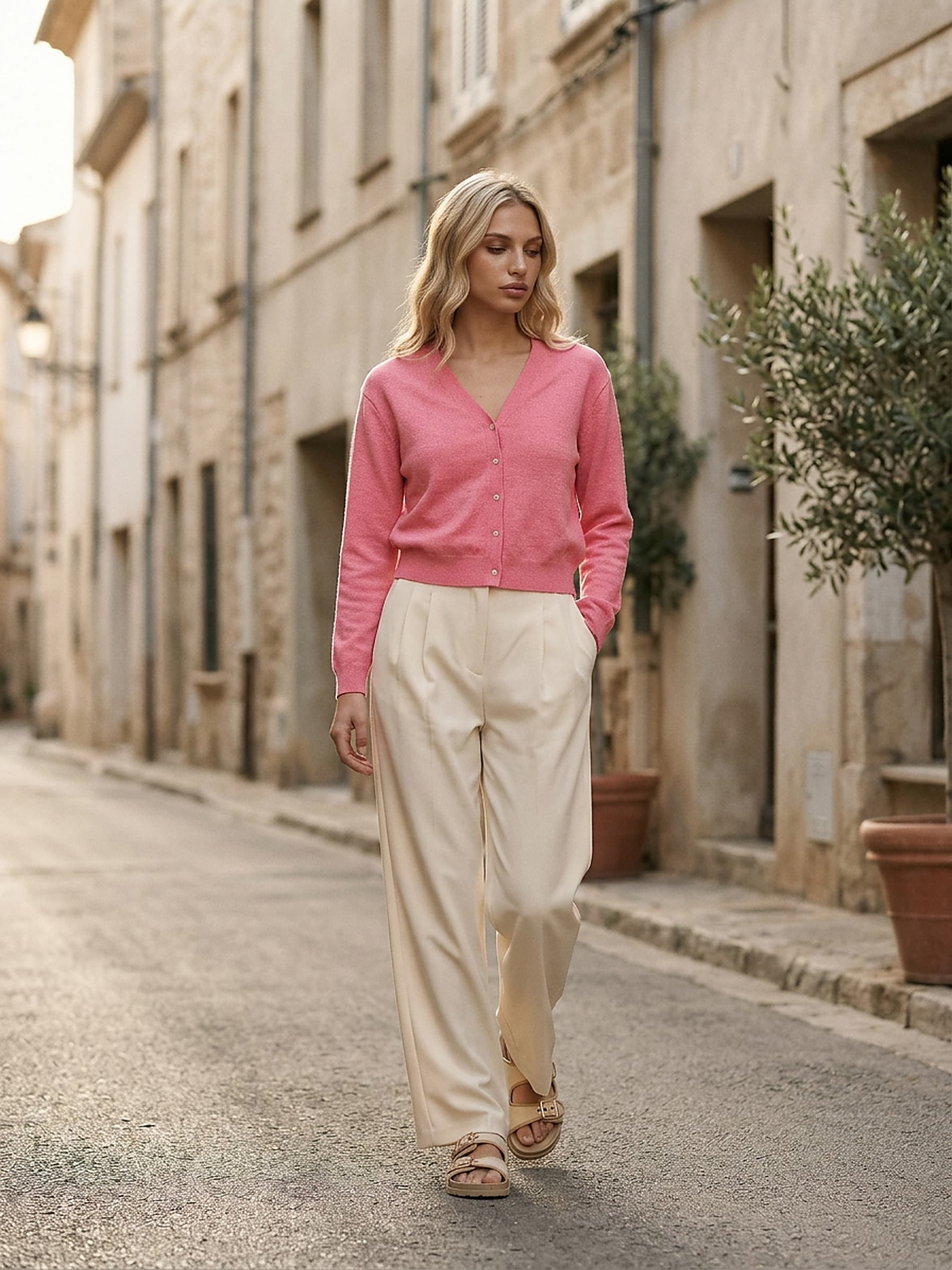 Sinsay - Klasyczny kardigan zapinany na guziki - różowy