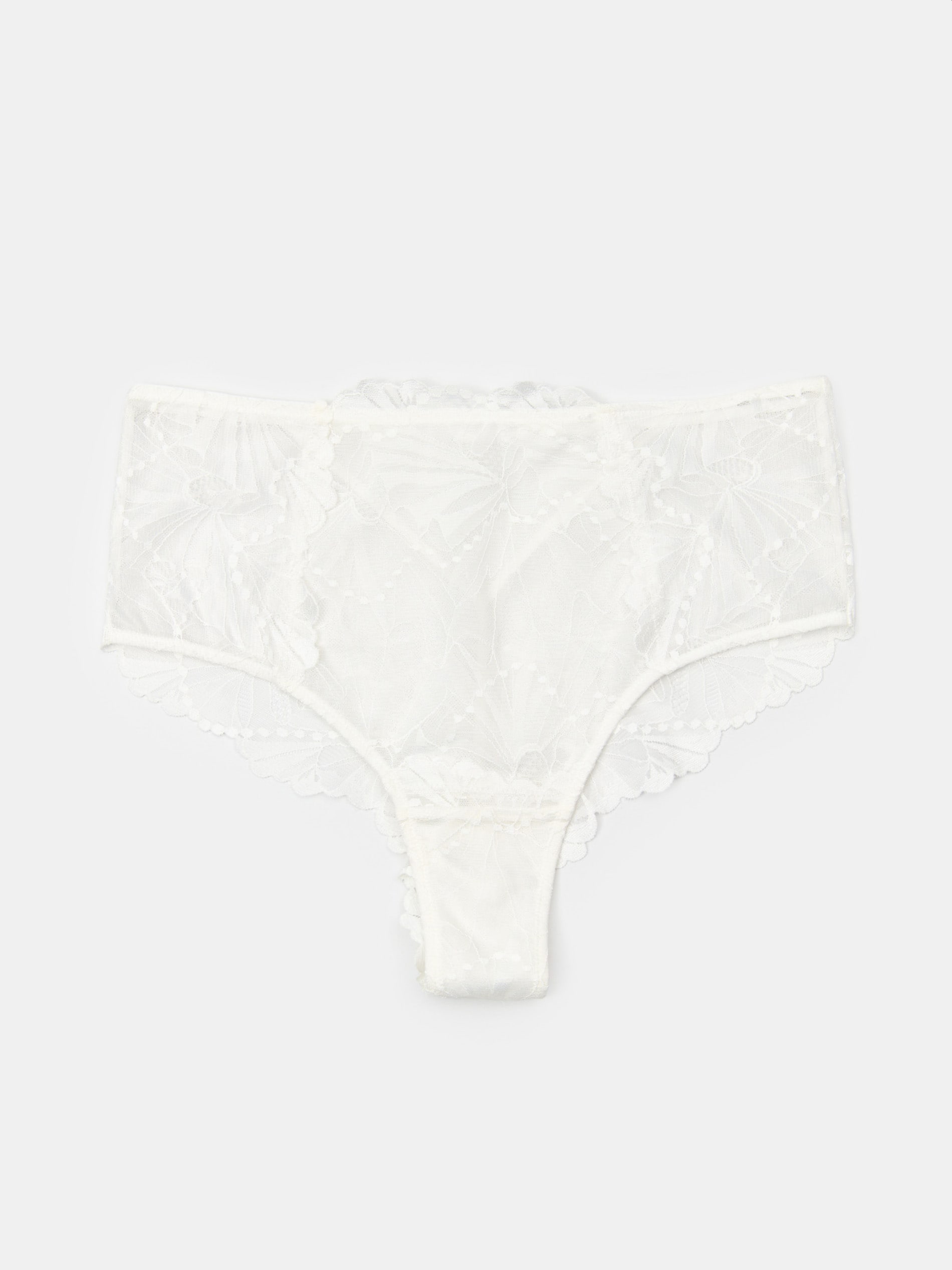 Sinsay - Koronkowe majtki brazyliany ze średnim stanem - biały