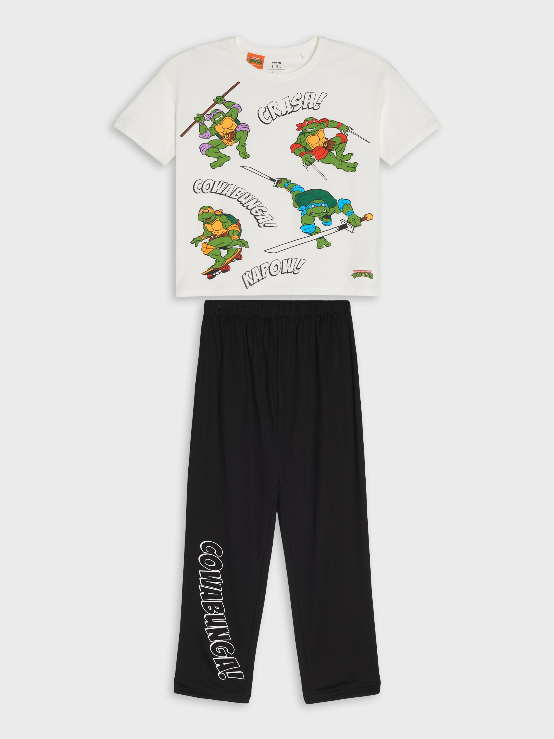 Sinsay - Bawełniana piżama dwuczęściowa z nadrukiem Teenage Mutant Ninja Turtles - kremowy