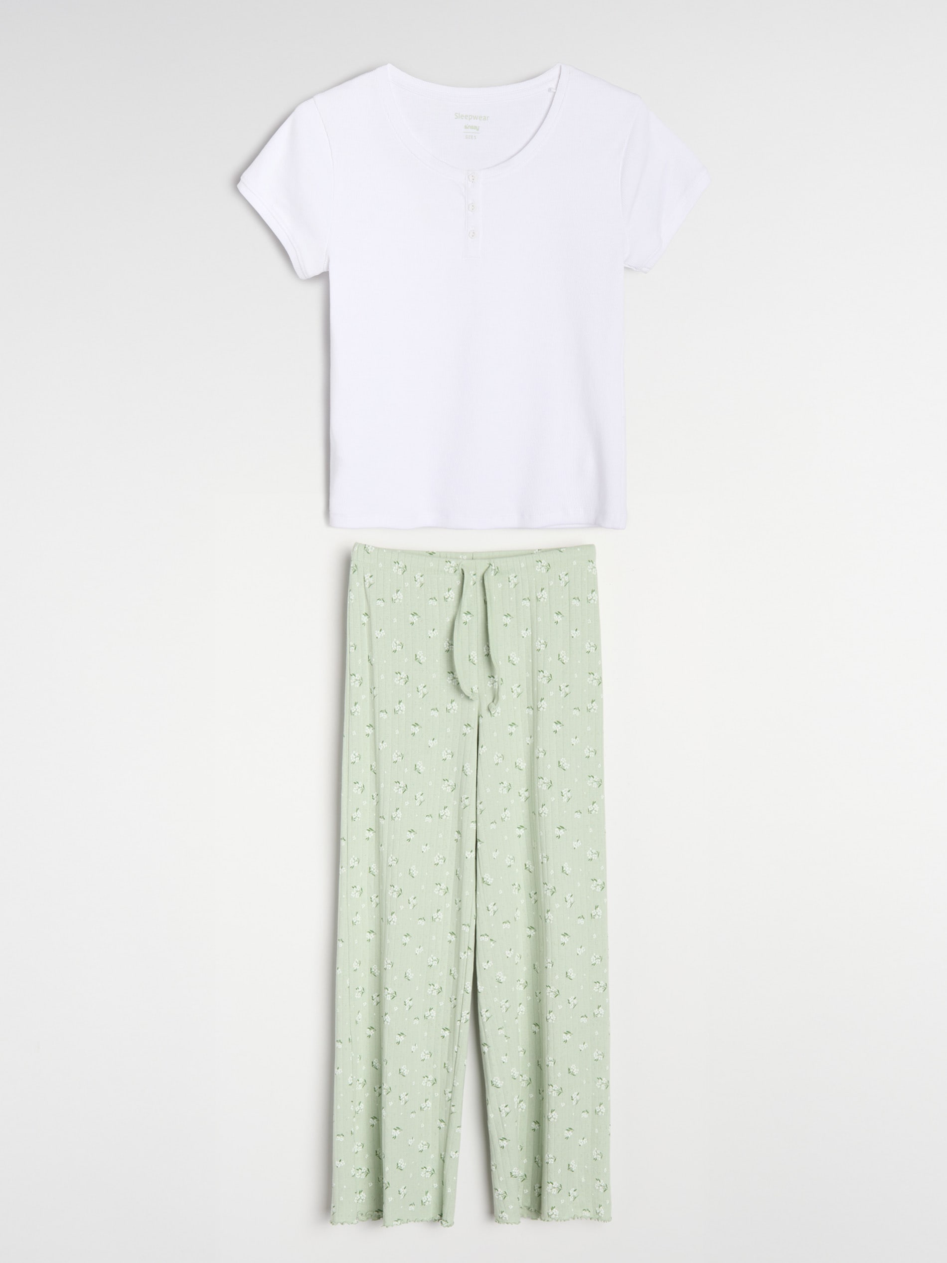 Sinsay - Bawełniana piżama dwuczęściowa - biały