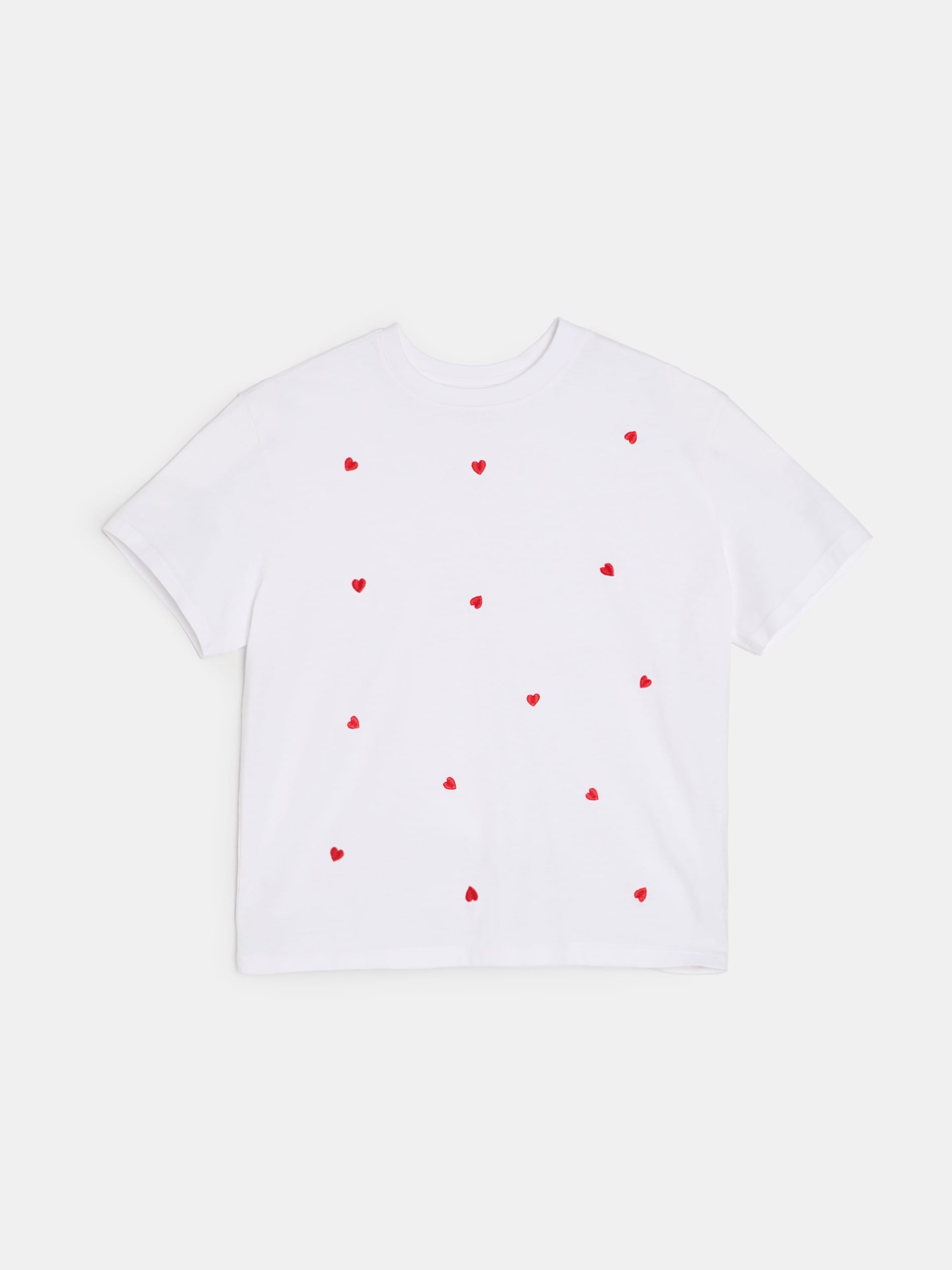 Sinsay - Bawełniana koszulka z krótkim rękawem w serca - kremowy