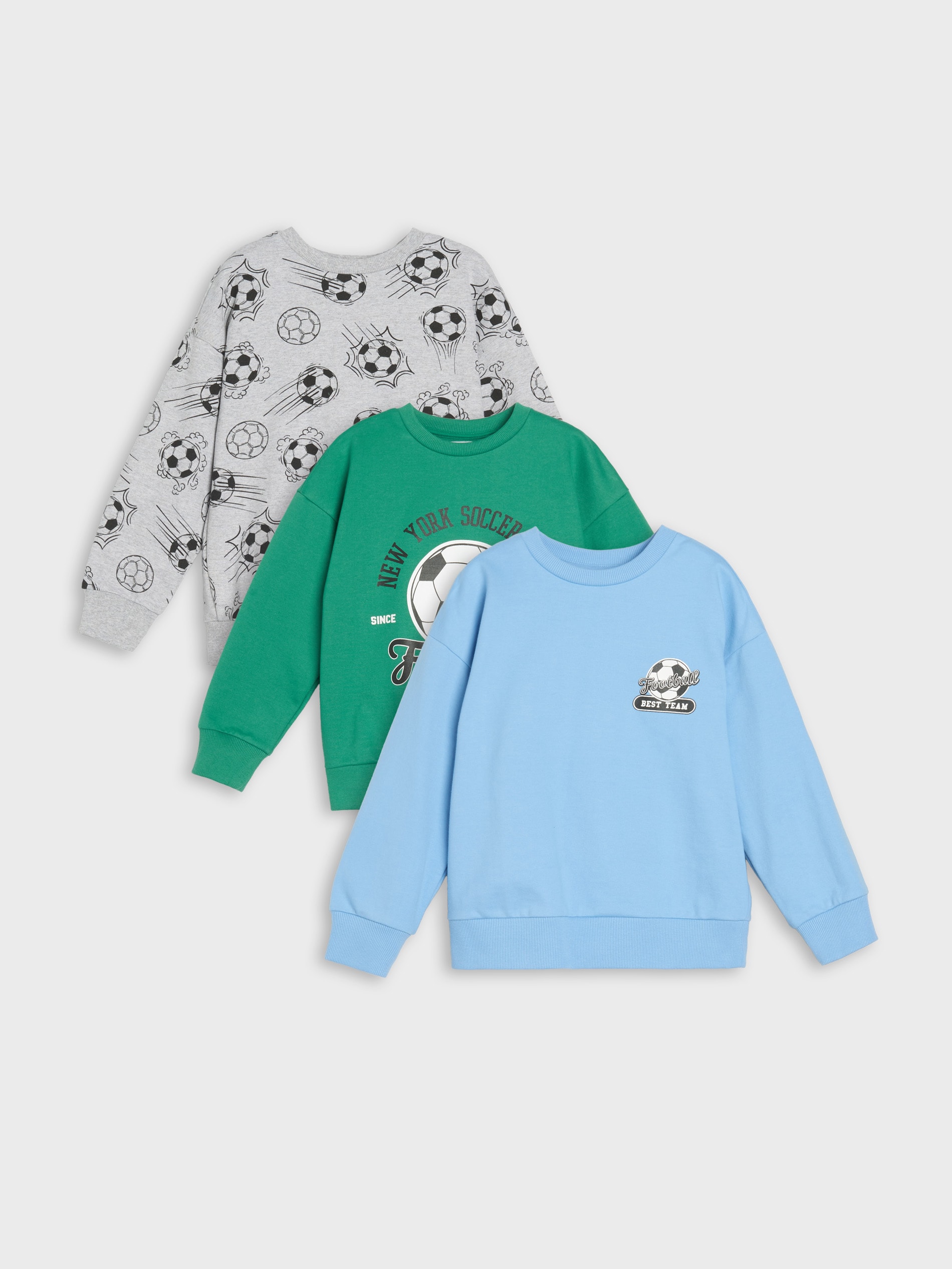 Sinsay - Bluzy z motywem piłkarskim 3 pack - zielony