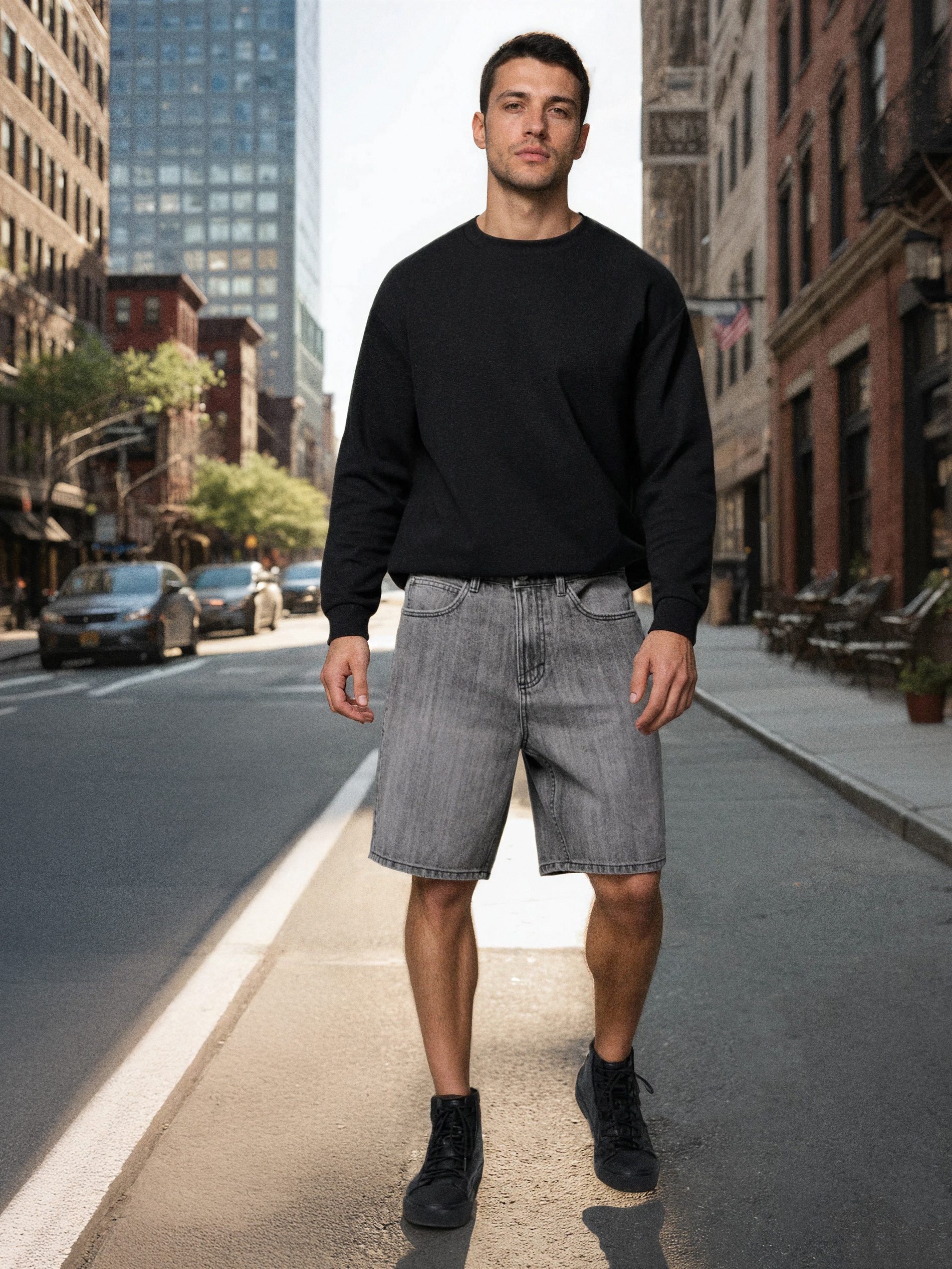 Sinsay - Szorty jeansowe loose - szary