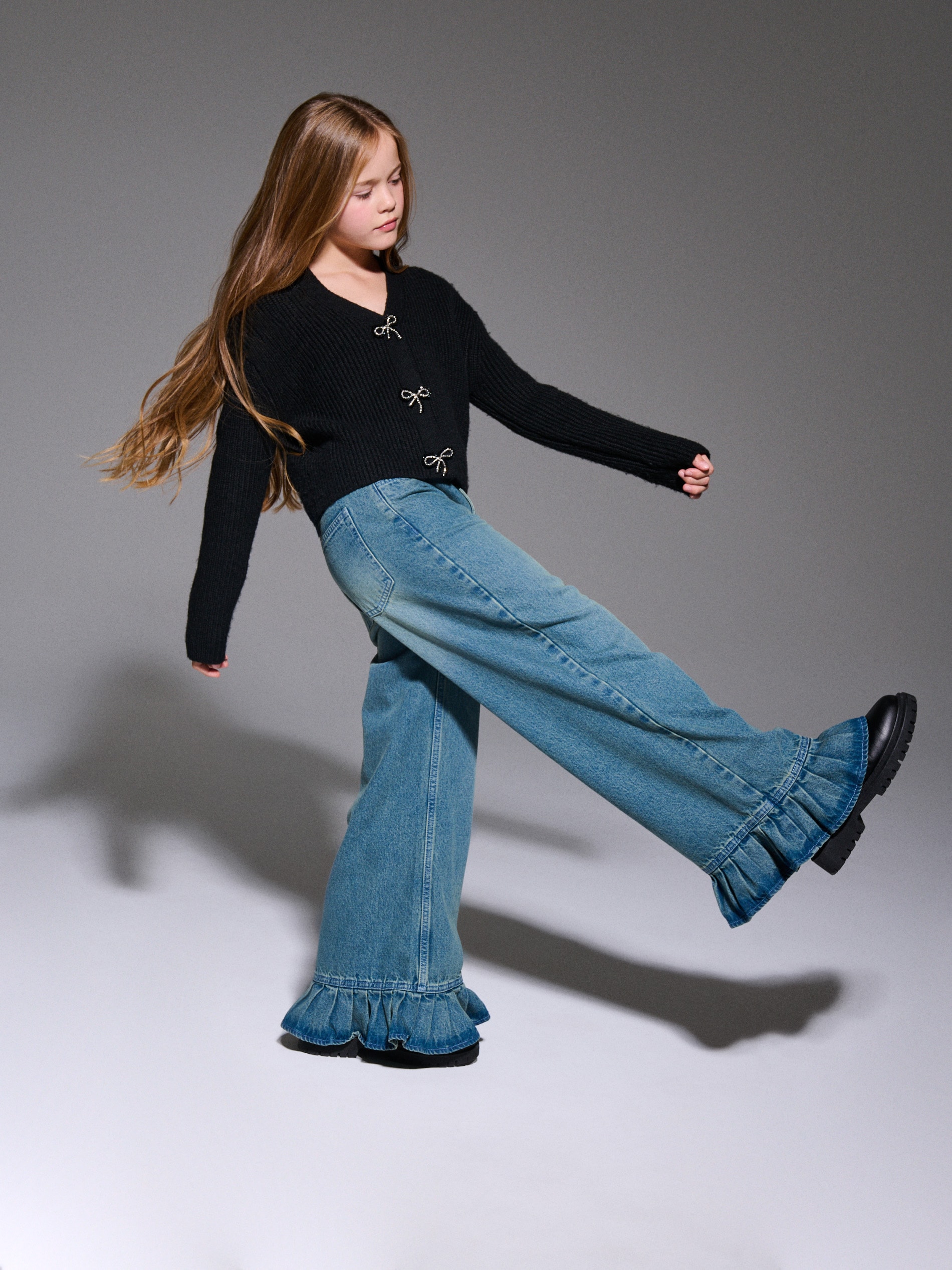 Sinsay - Jeansy wide leg z efektem sprania - Inny