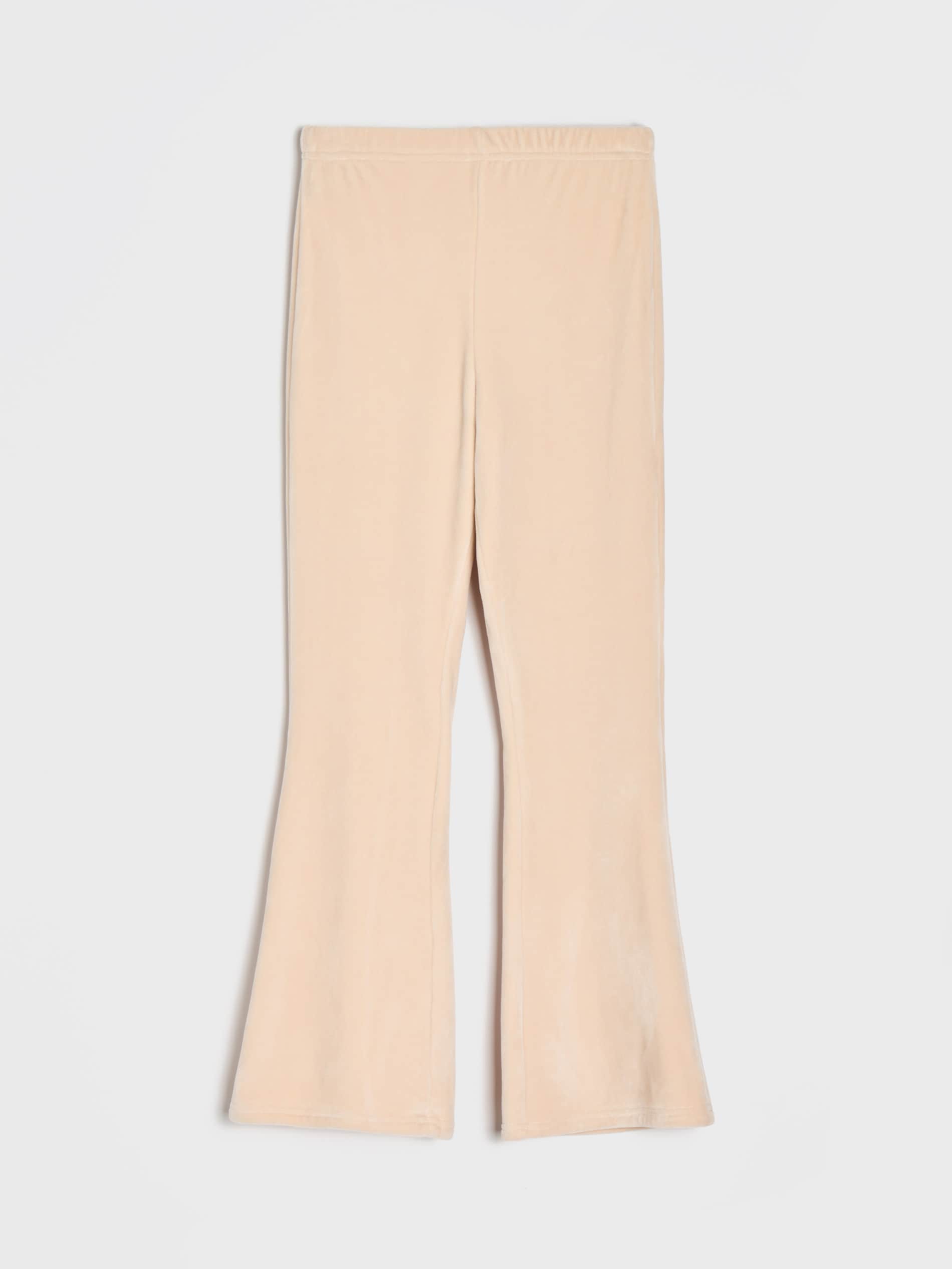 Sinsay - Βελούδινο παντελόνι καμπάνα με ελαστική μέση - μπεζ φωτογραφία