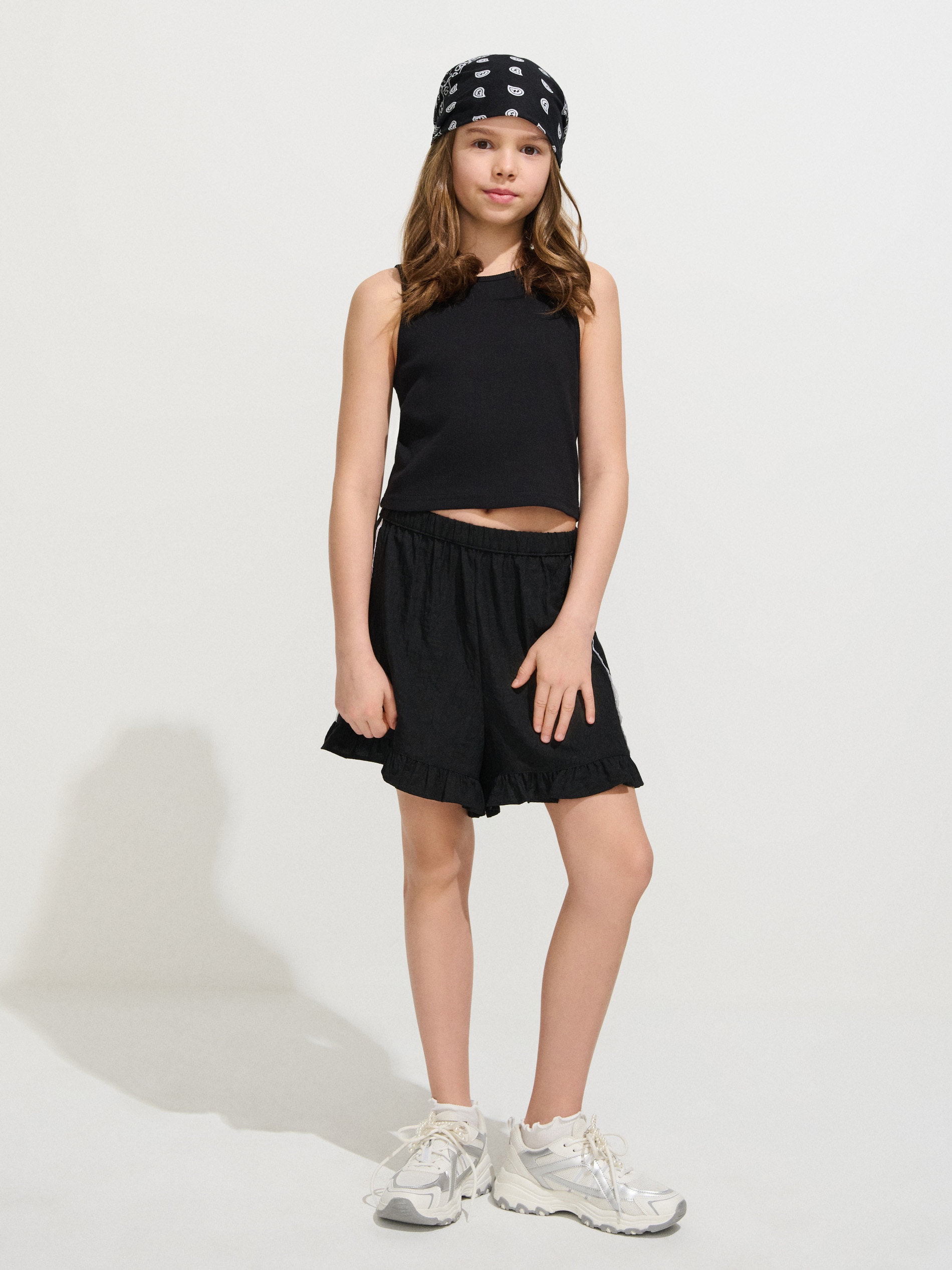 Sinsay - Bawełniany komplet: koszulka i szorty - czarny