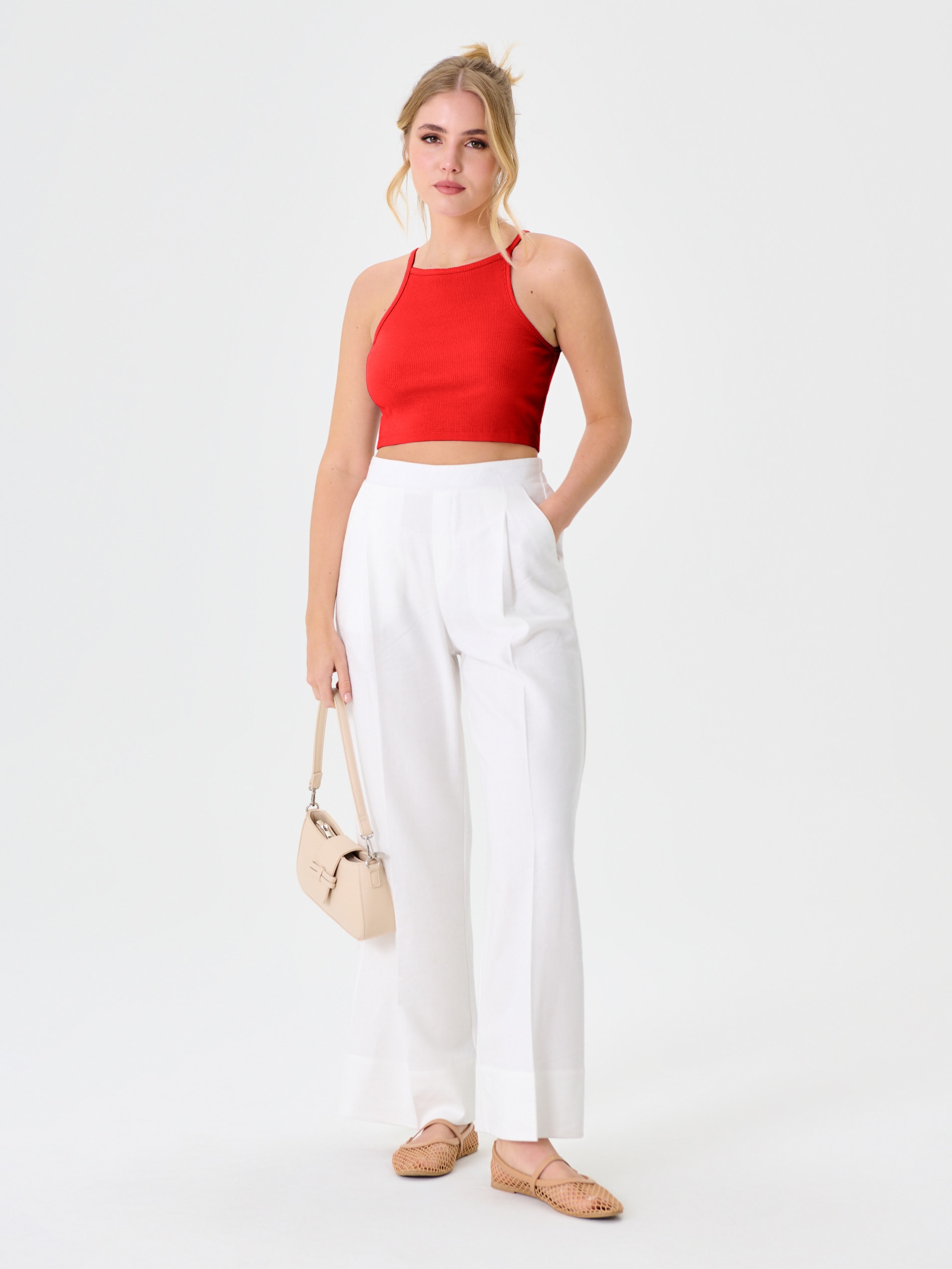 Sinsay - Crop top με λεπτές τιράντες - κοκκινο φωτογραφία