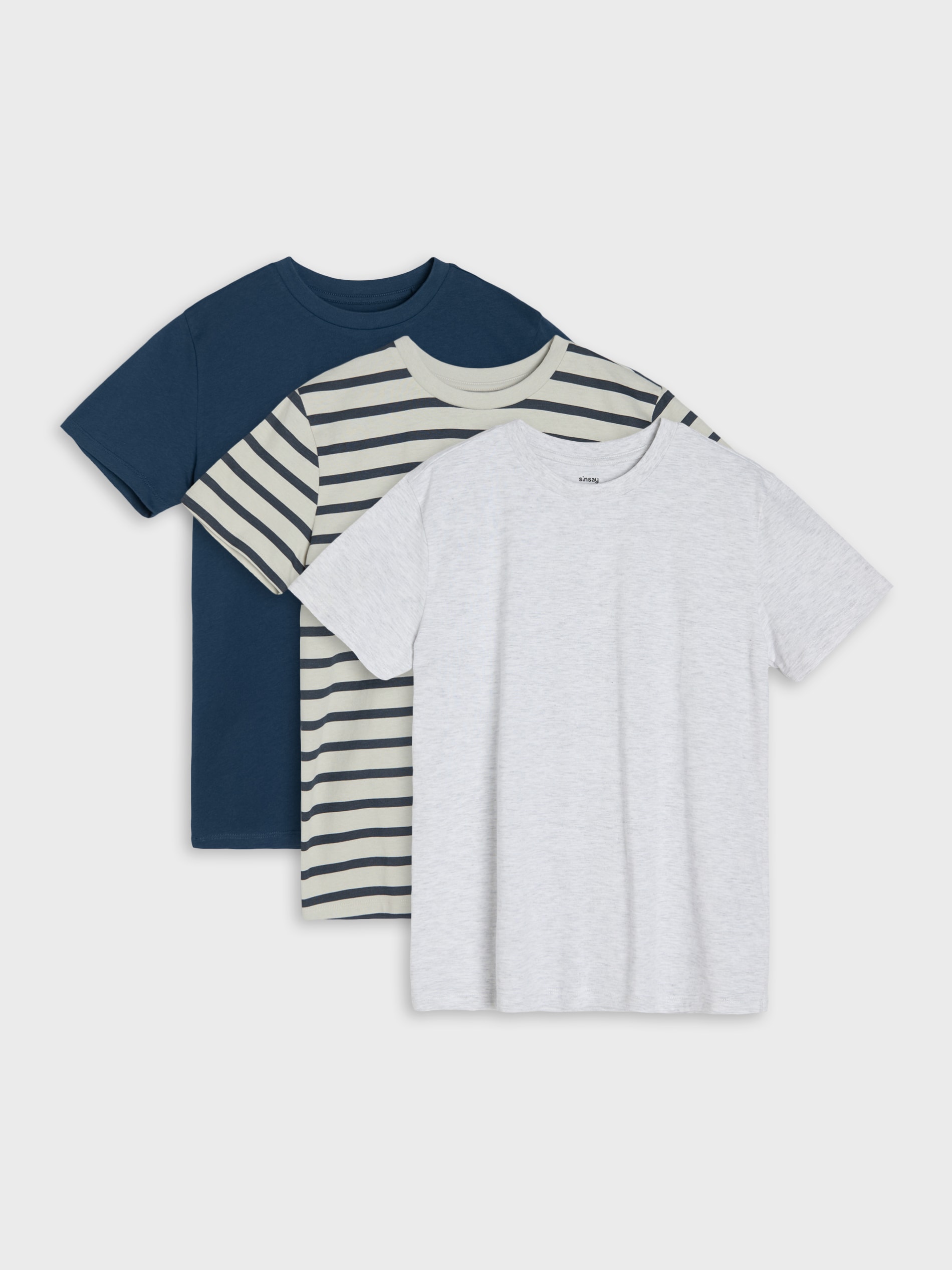 Sinsay - Zestaw bawełnianych koszulek z krótkim rękawem 3 pack - wielobarwny